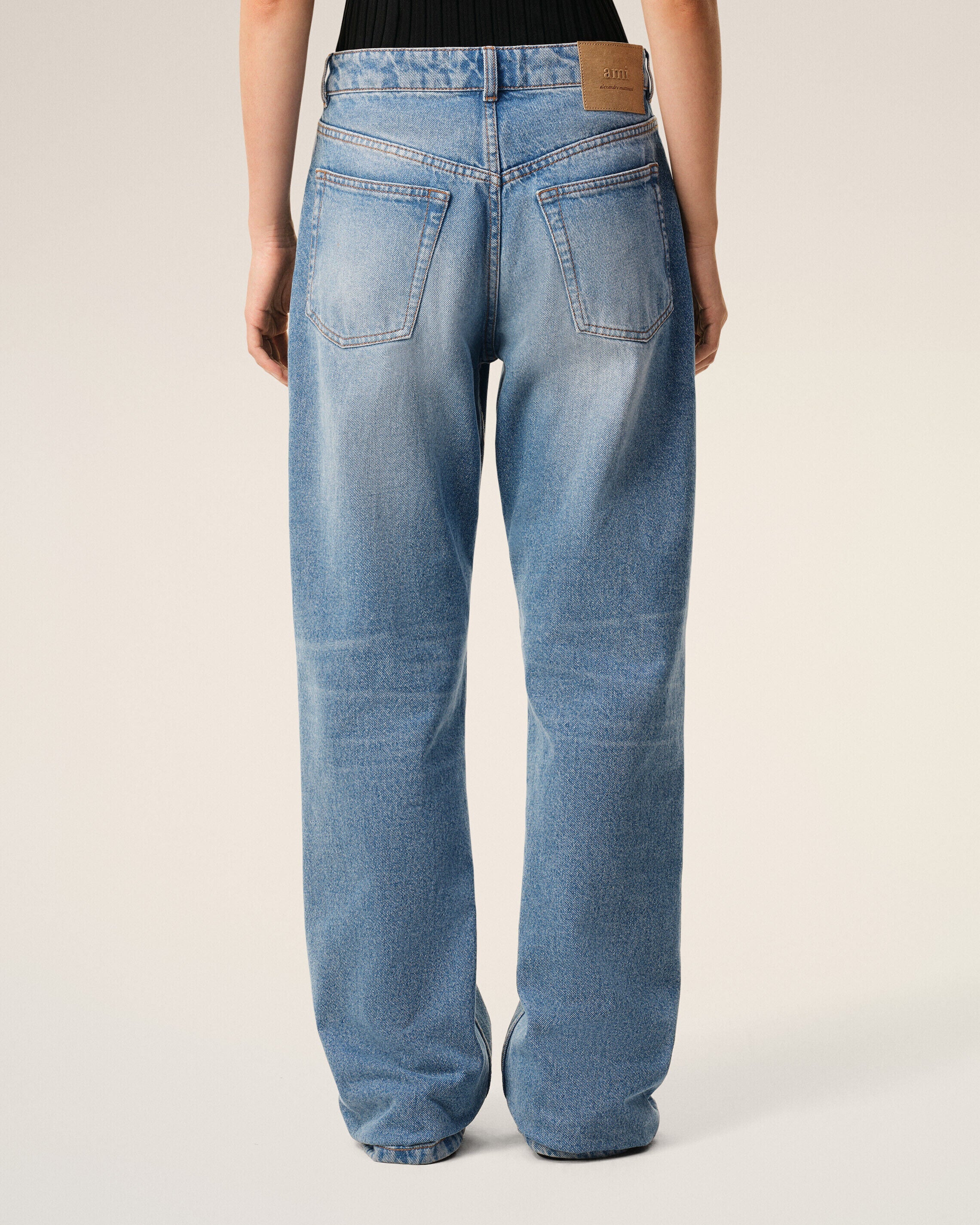 Blue Cotton Large Fit Jeans