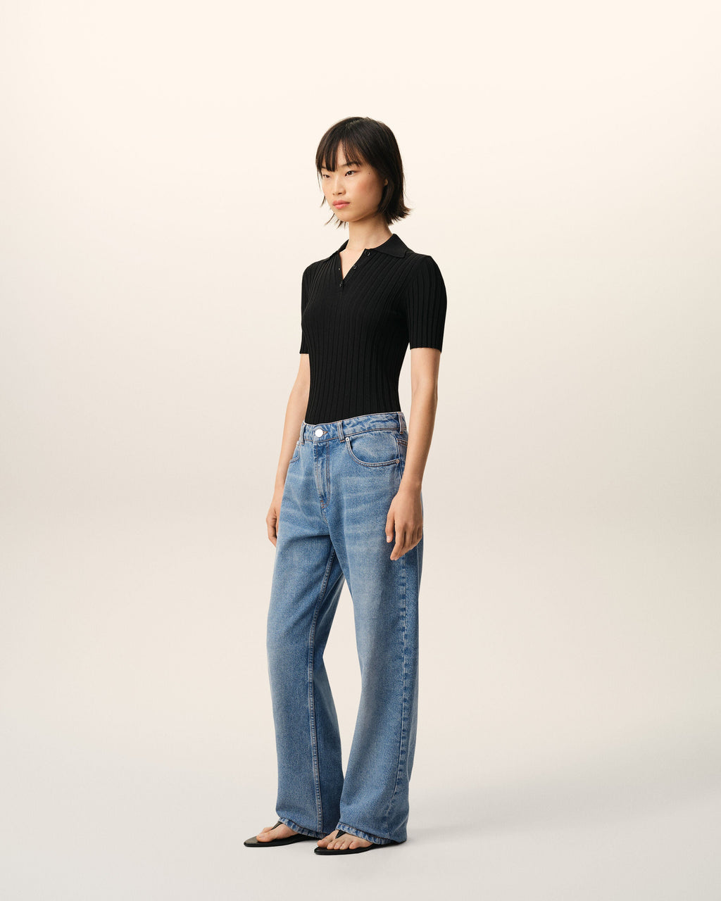Blue Cotton Large Fit Jeans