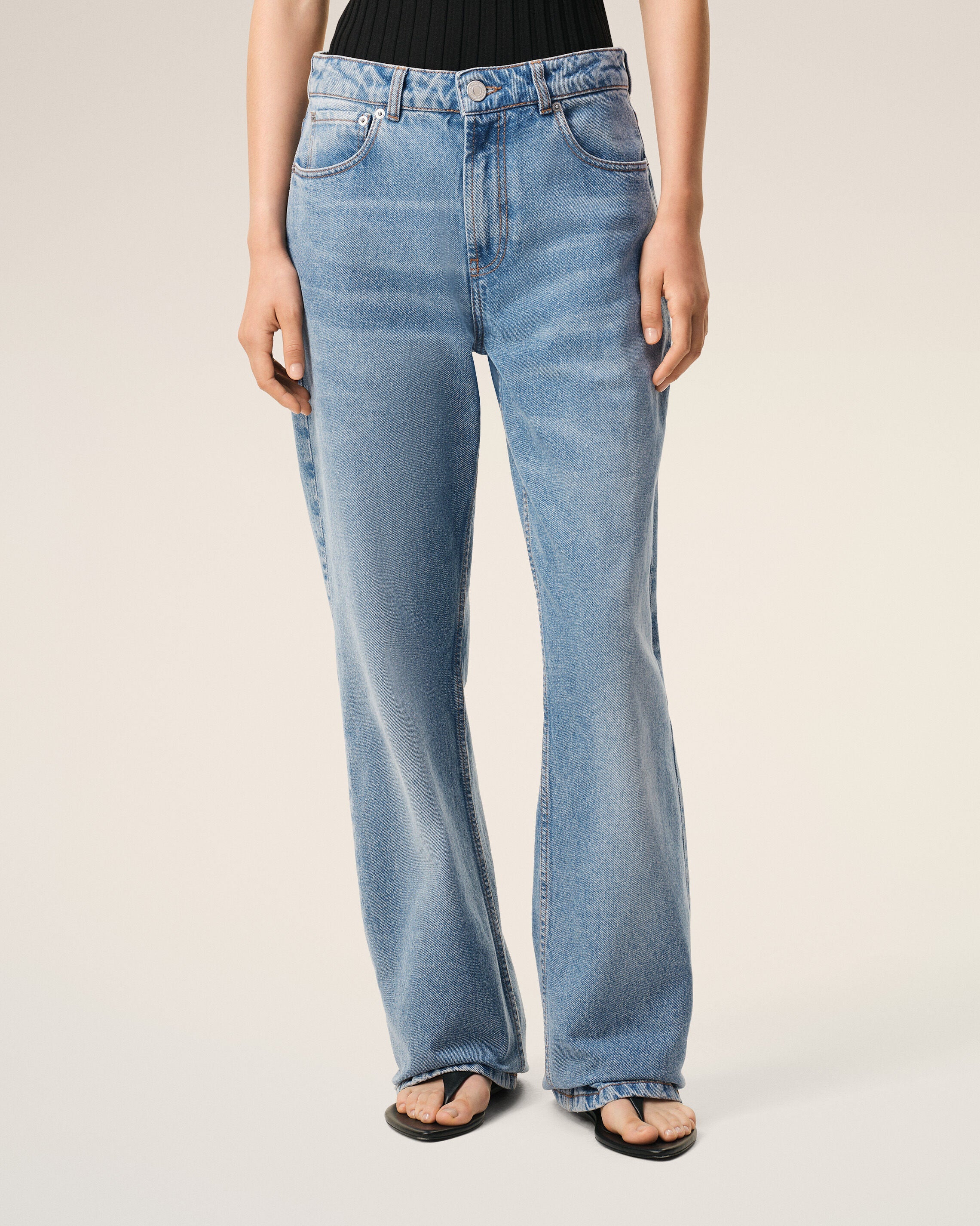 Blue Cotton Large Fit Jeans