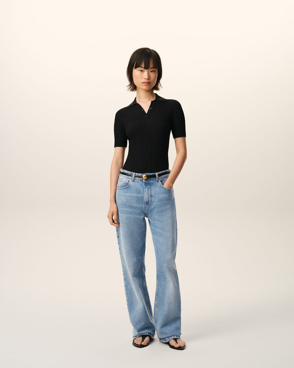Blue Cotton Large Fit Jeans