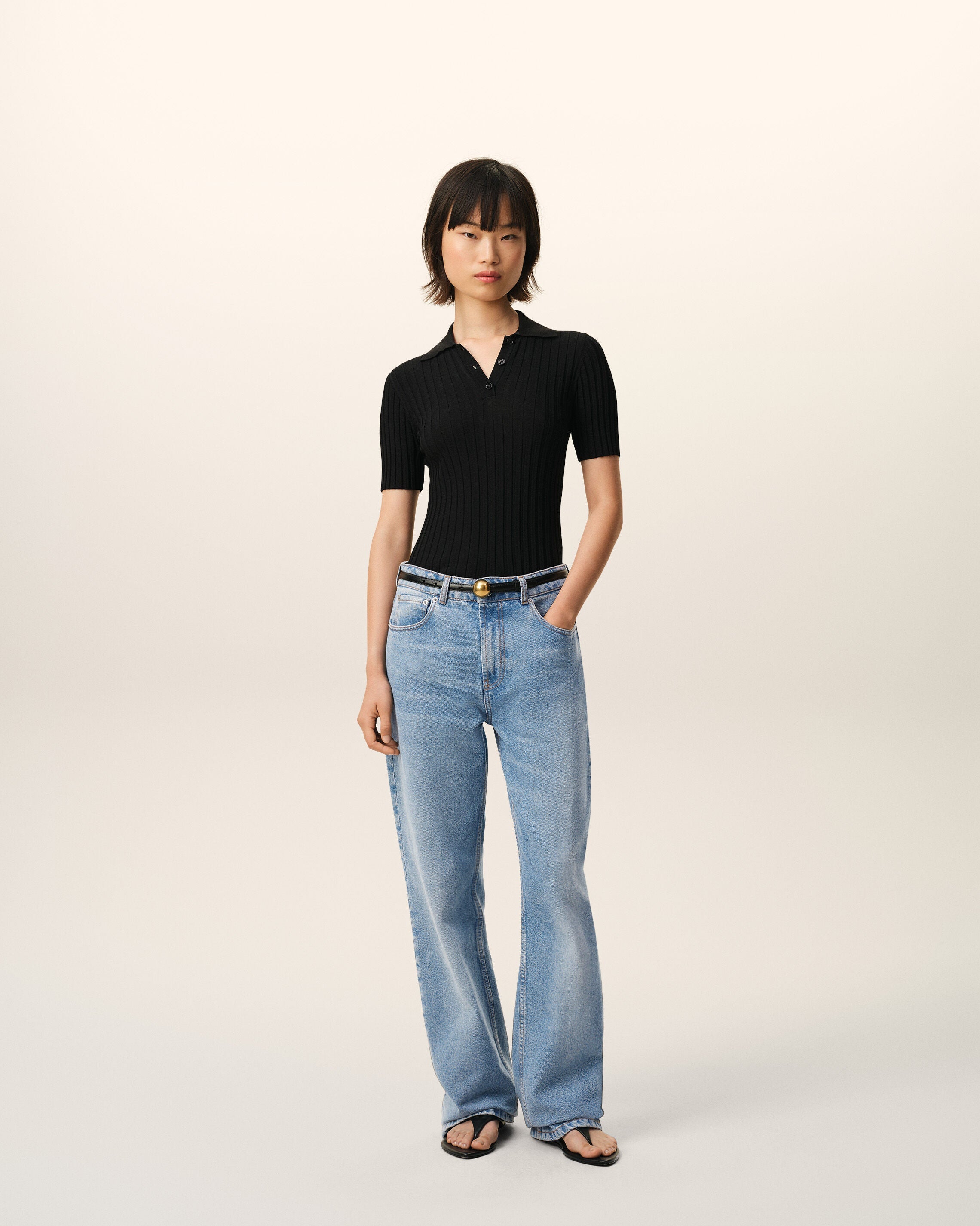 Blue Cotton Large Fit Jeans