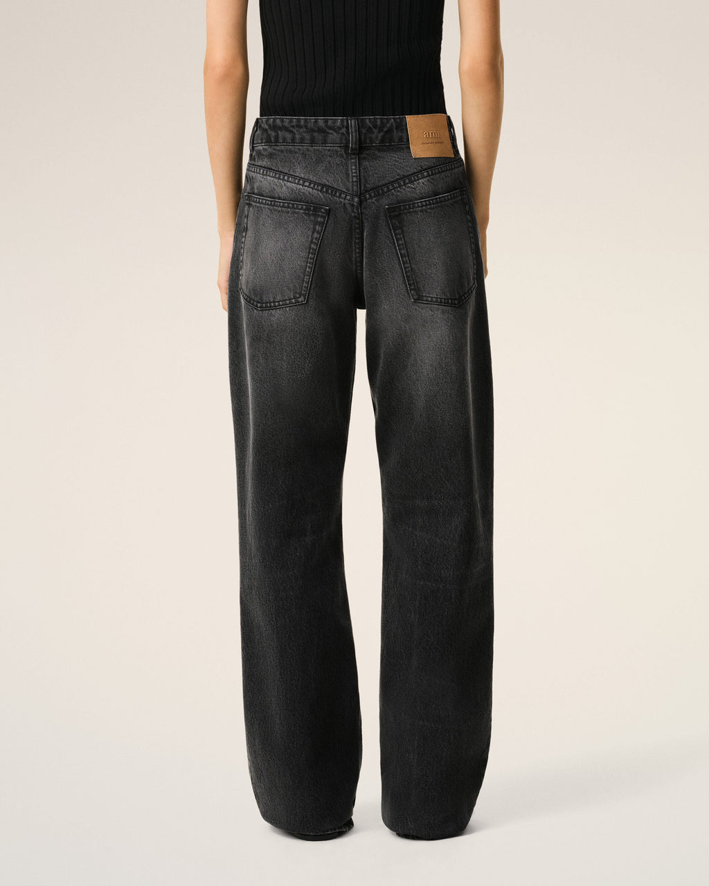 Black Cotton Large Fit Jeans