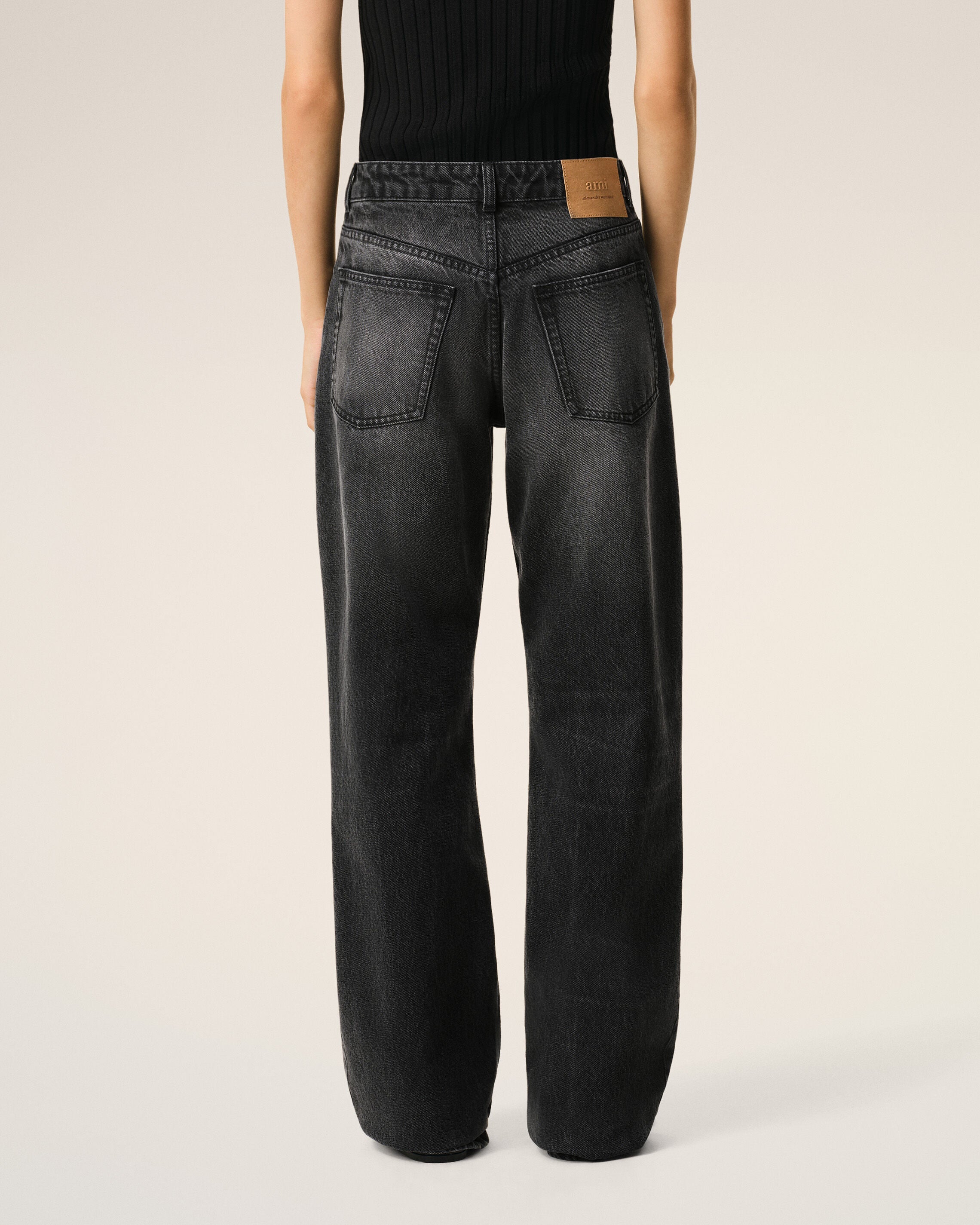 Black Cotton Large Fit Jeans