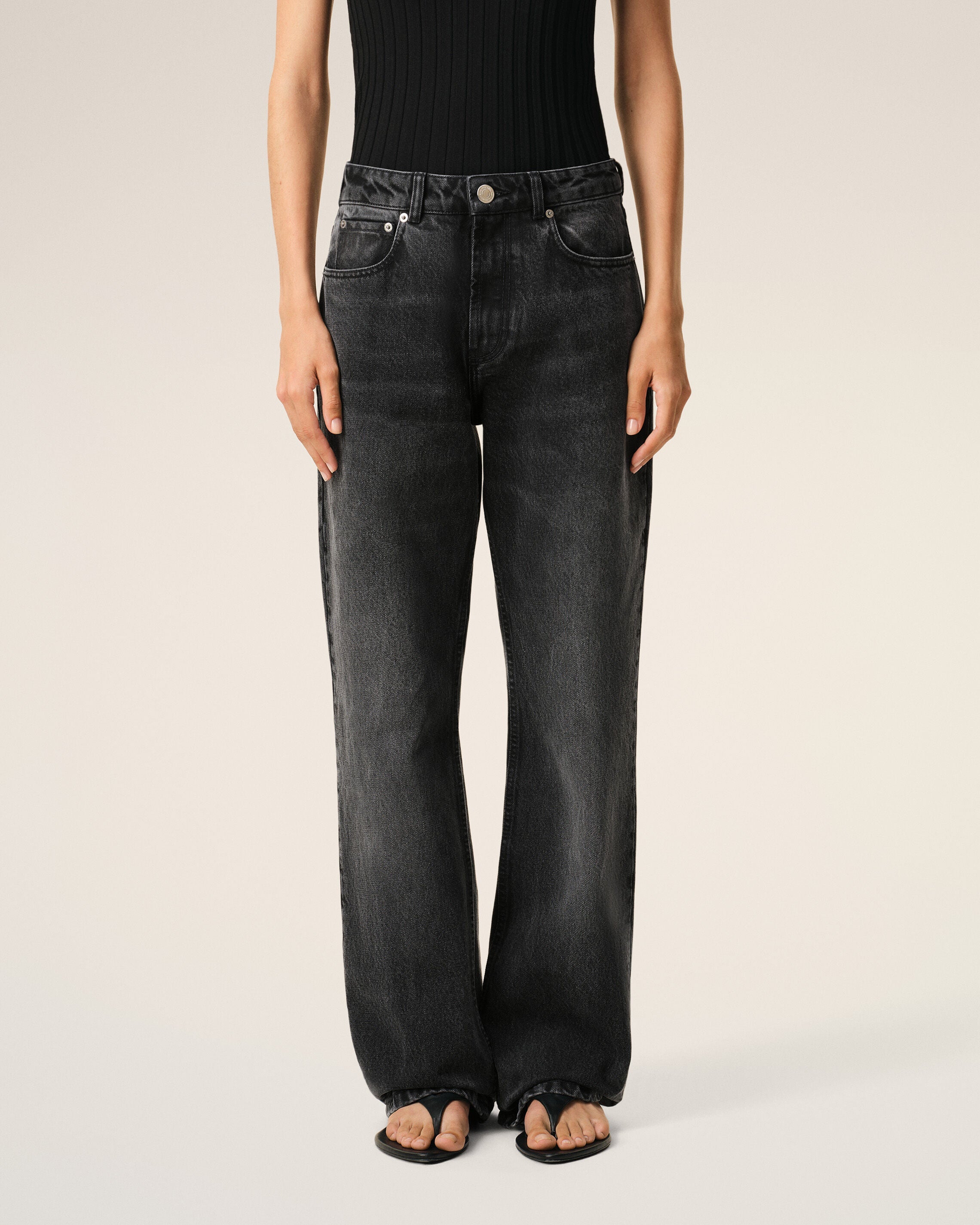 Black Cotton Large Fit Jeans
