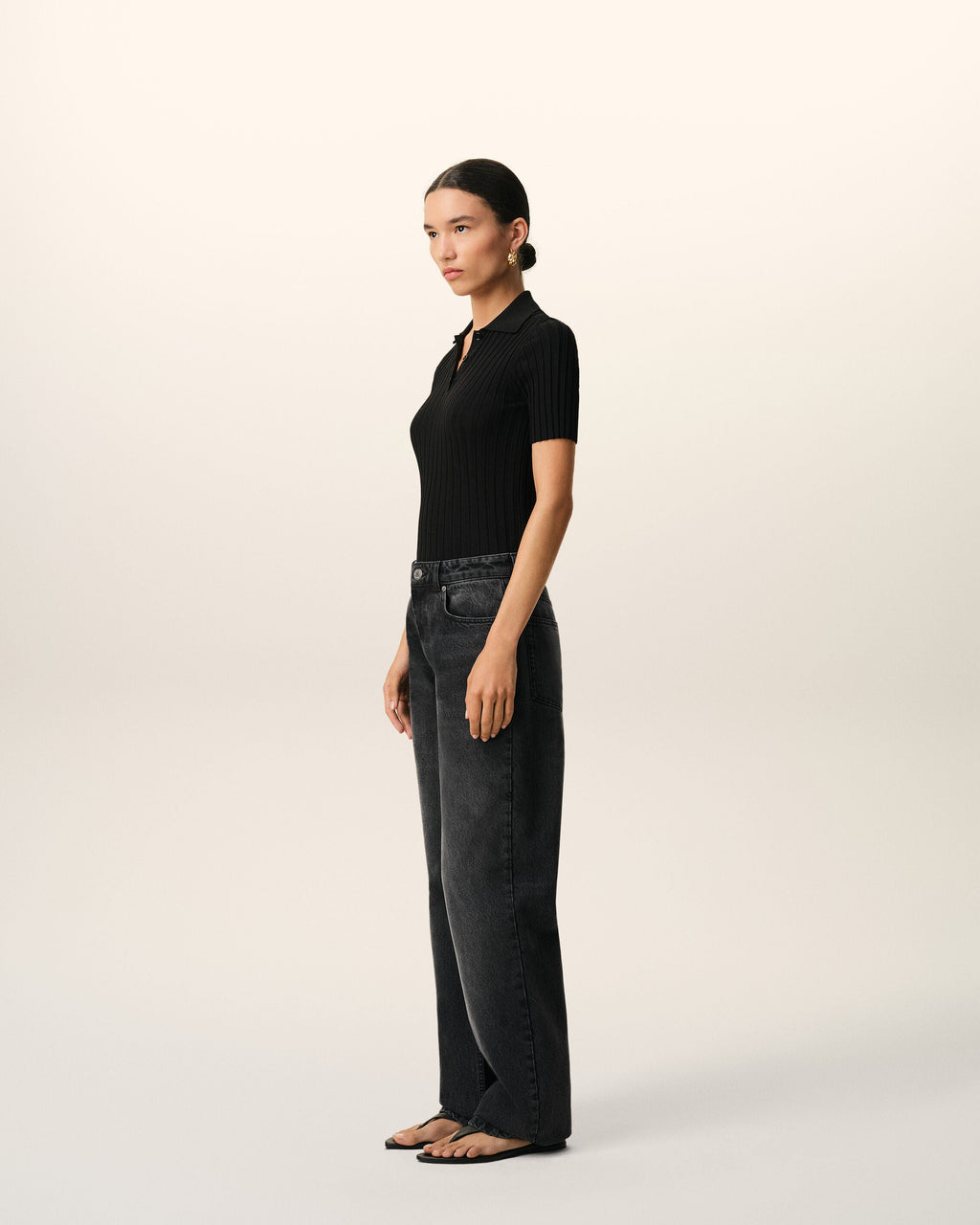 Black Cotton Large Fit Jeans