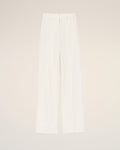 White Blended Linen Low Waist Straight Pant