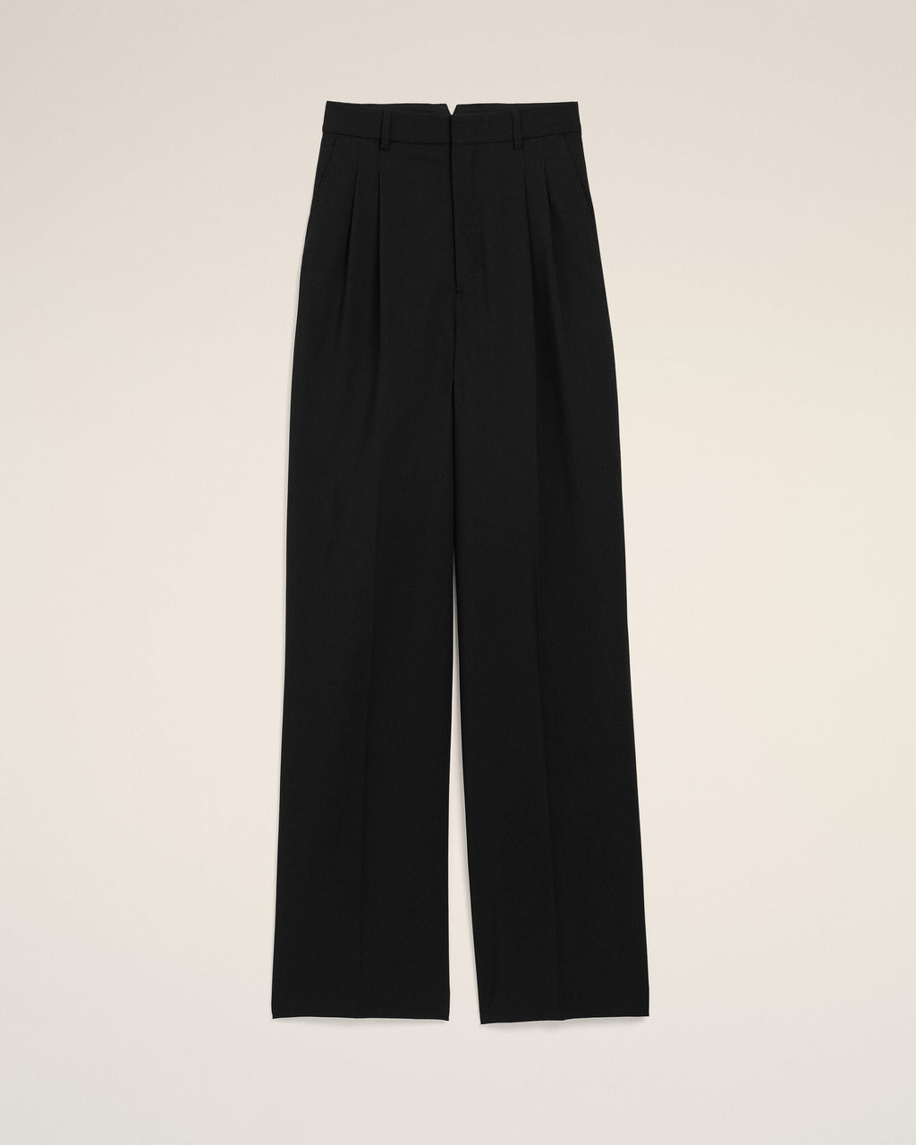 Black New Wool High Waist Wide Trousers