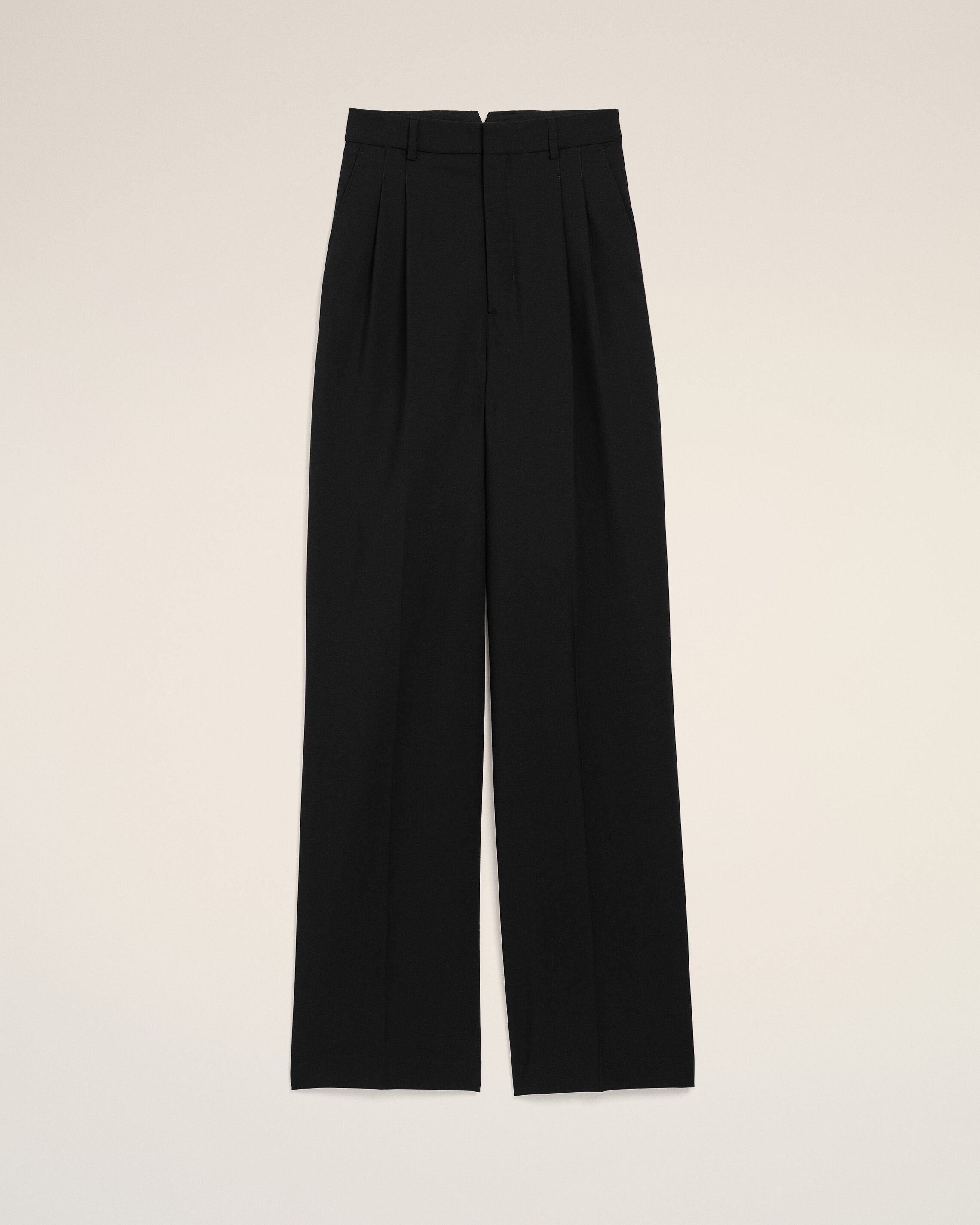 Black New Wool High Waist Wide Trousers