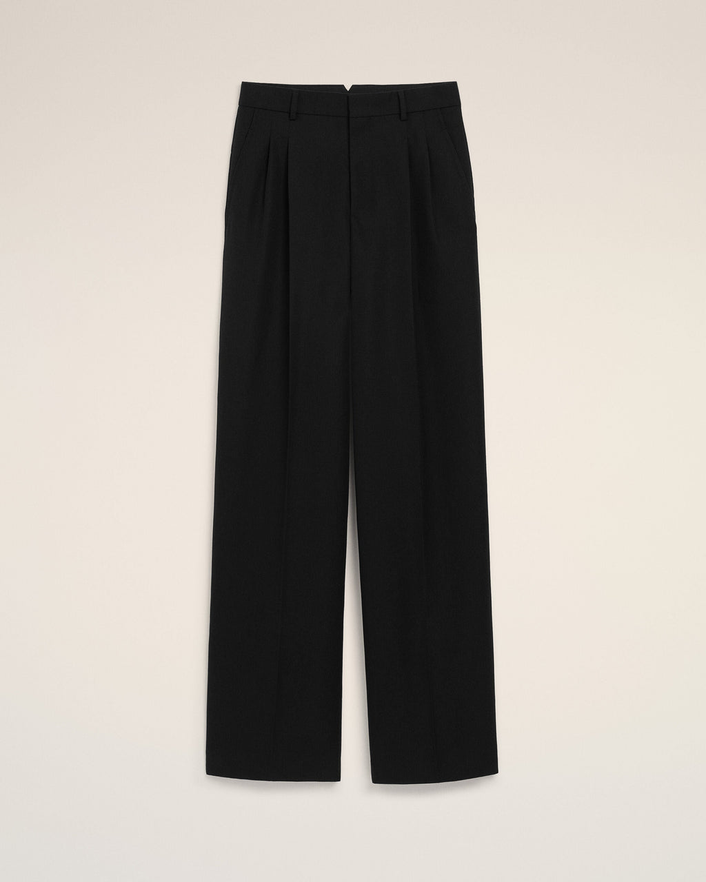 Black New Wool Low Waist Wide Trousers