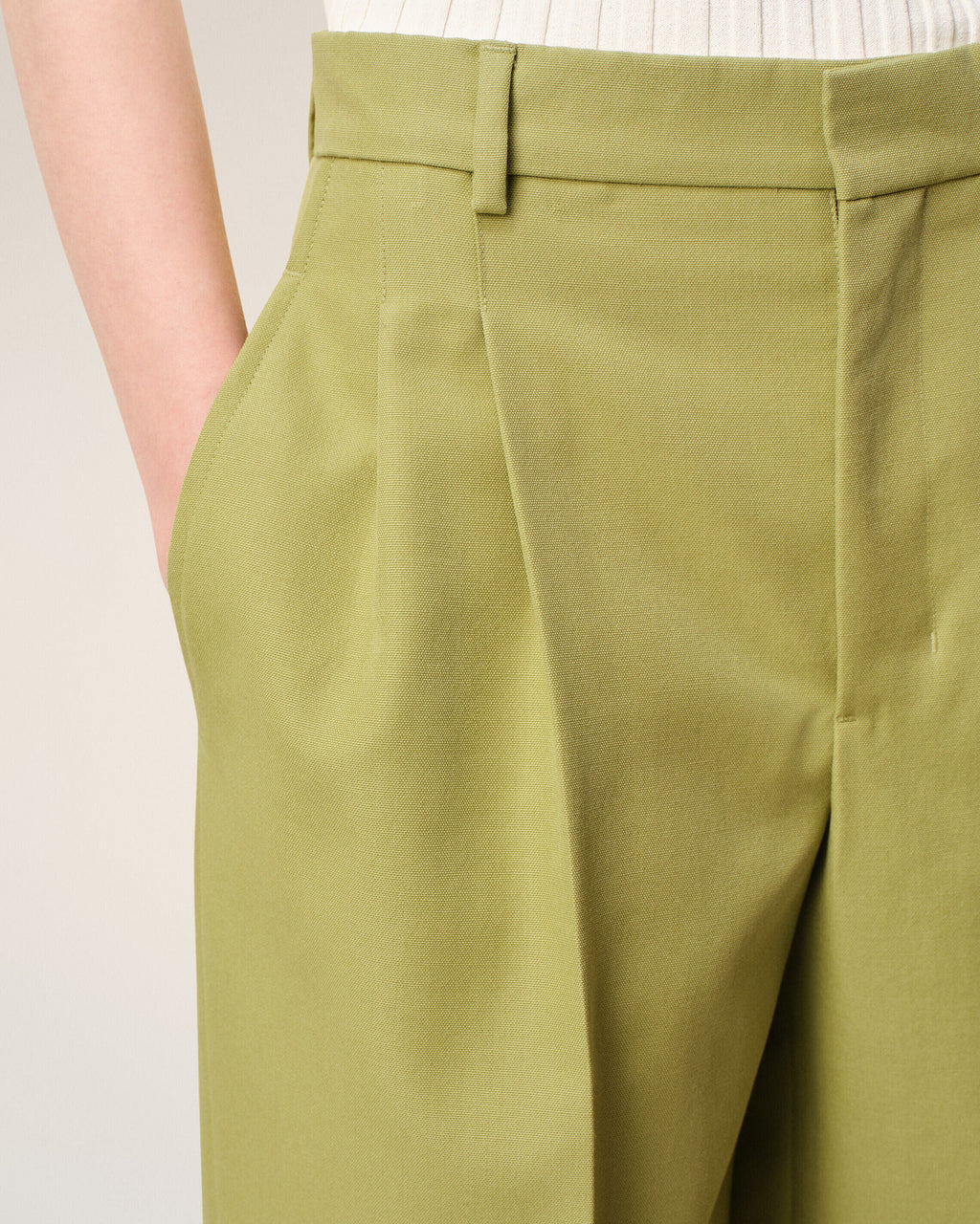 Green New Wool Low Waist Wide Trousers