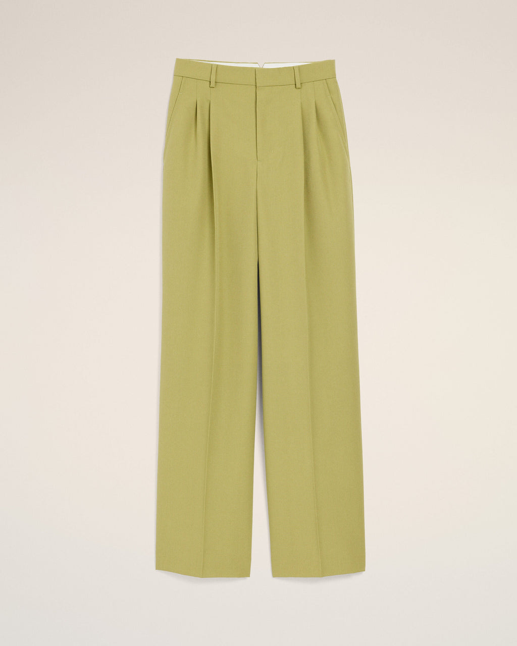 Green New Wool Low Waist Wide Trousers