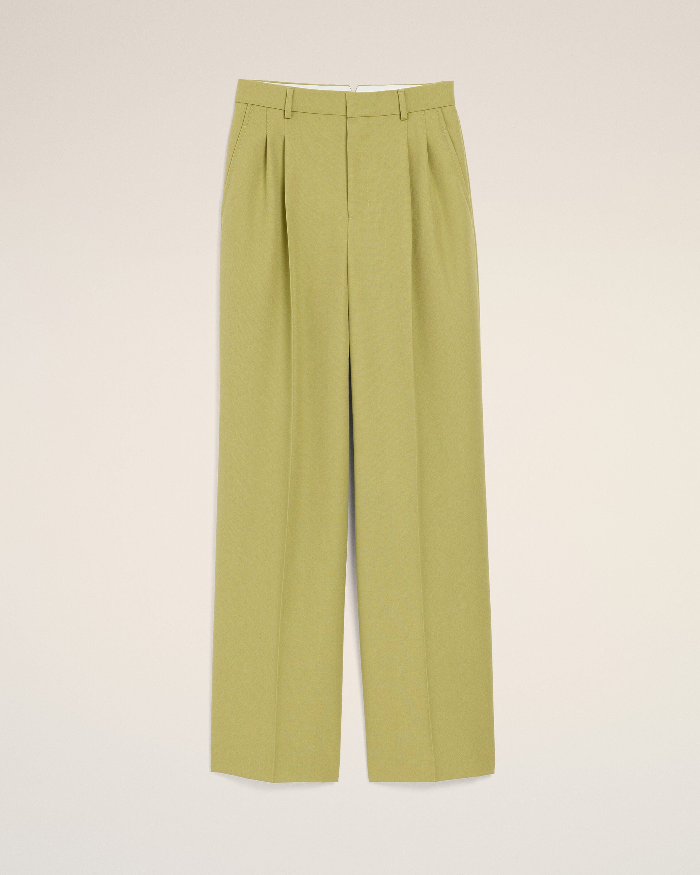 Green New Wool Low Waist Wide Trousers