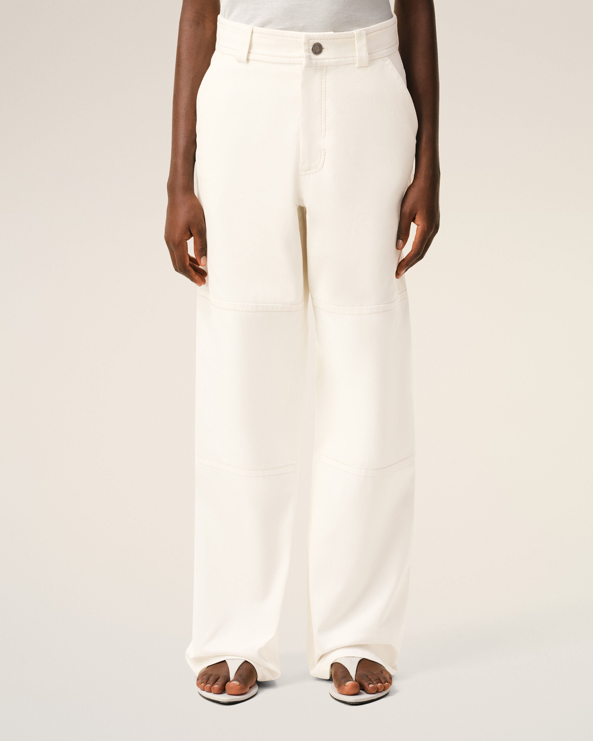 White Cotton Worker Trousers