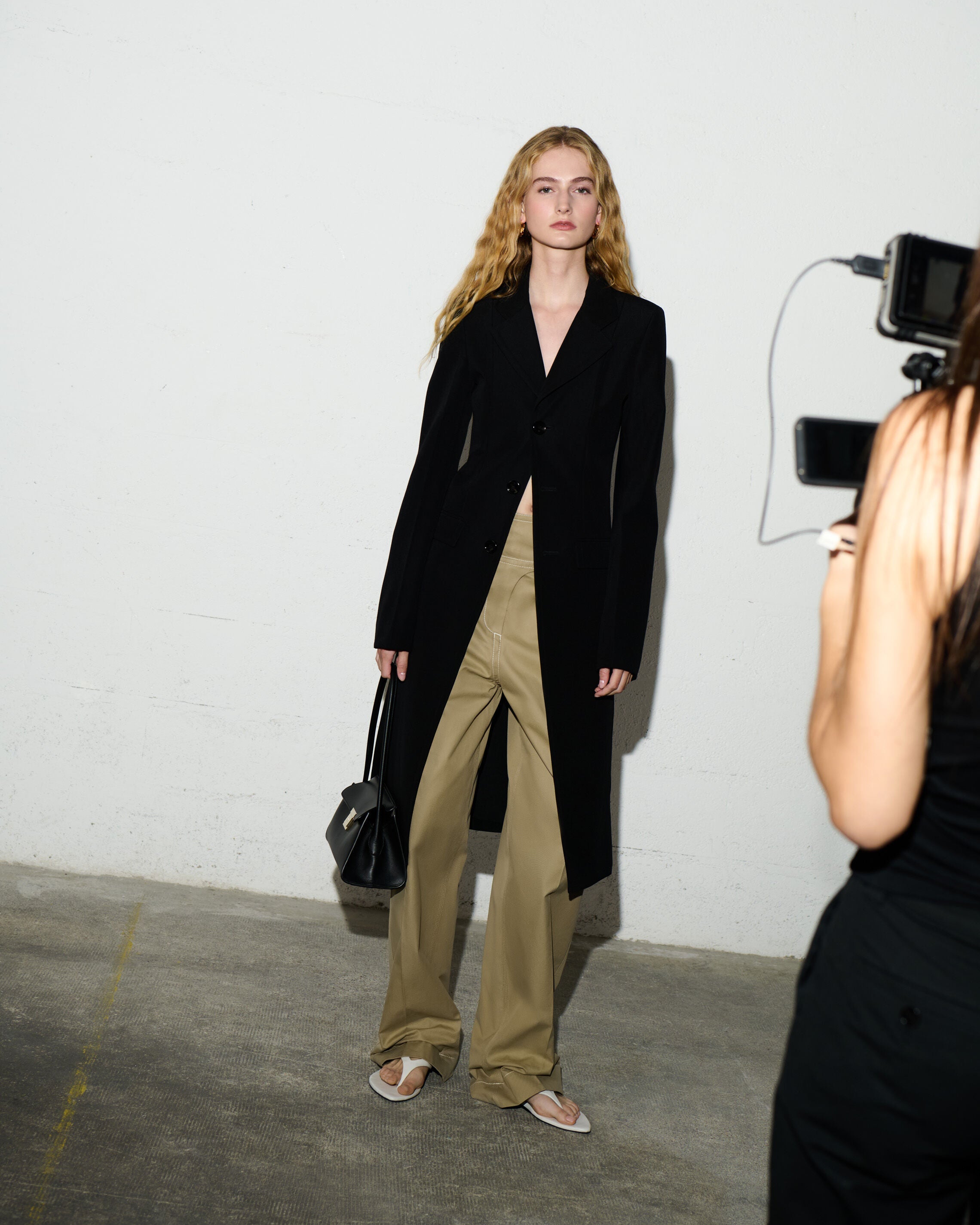 Beige Cotton Wrapped Belted Trousers