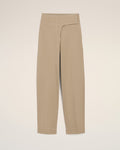Beige Cotton Wrapped Belted Trousers