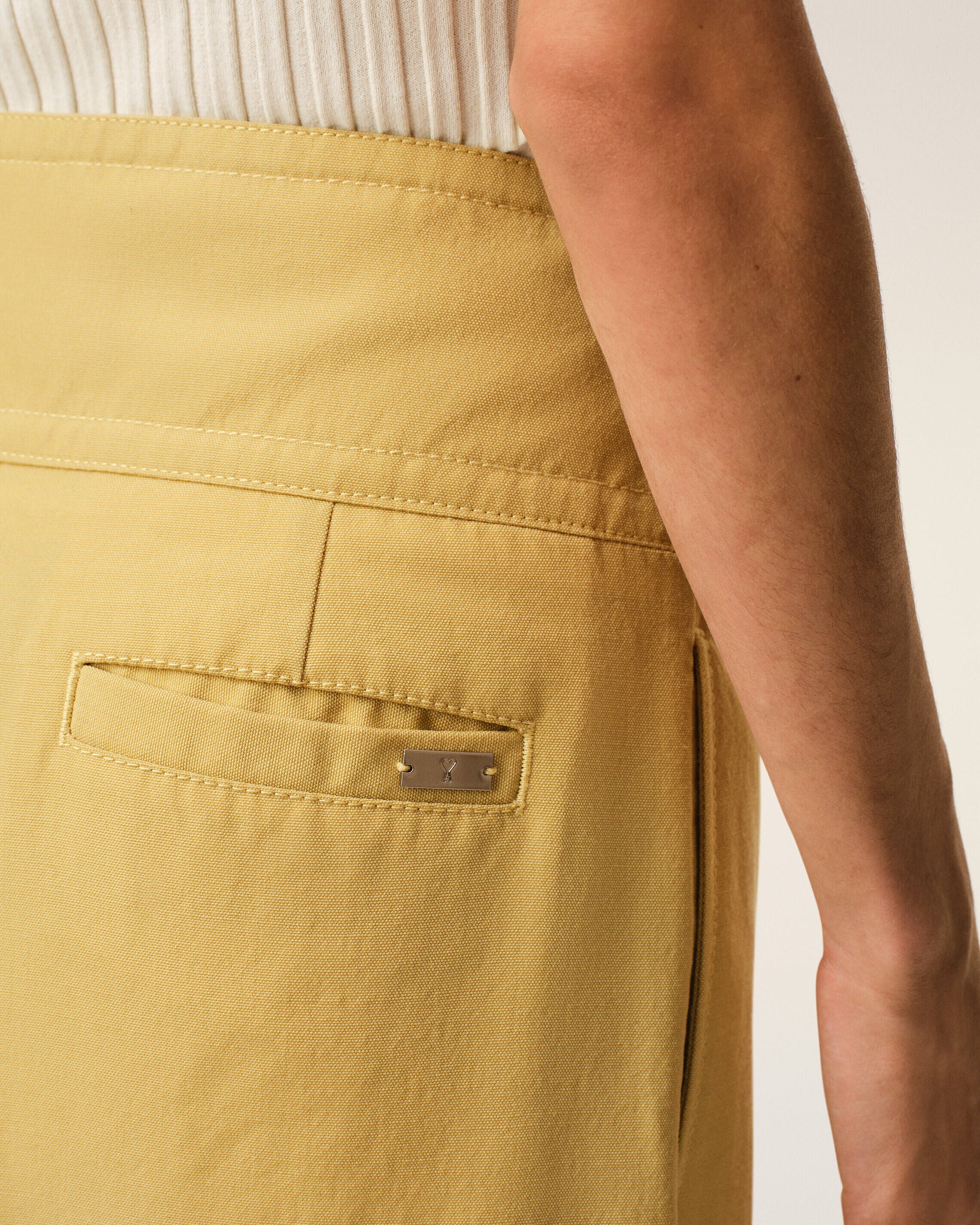 Yellow New Wool Wrapped Belted Trousers