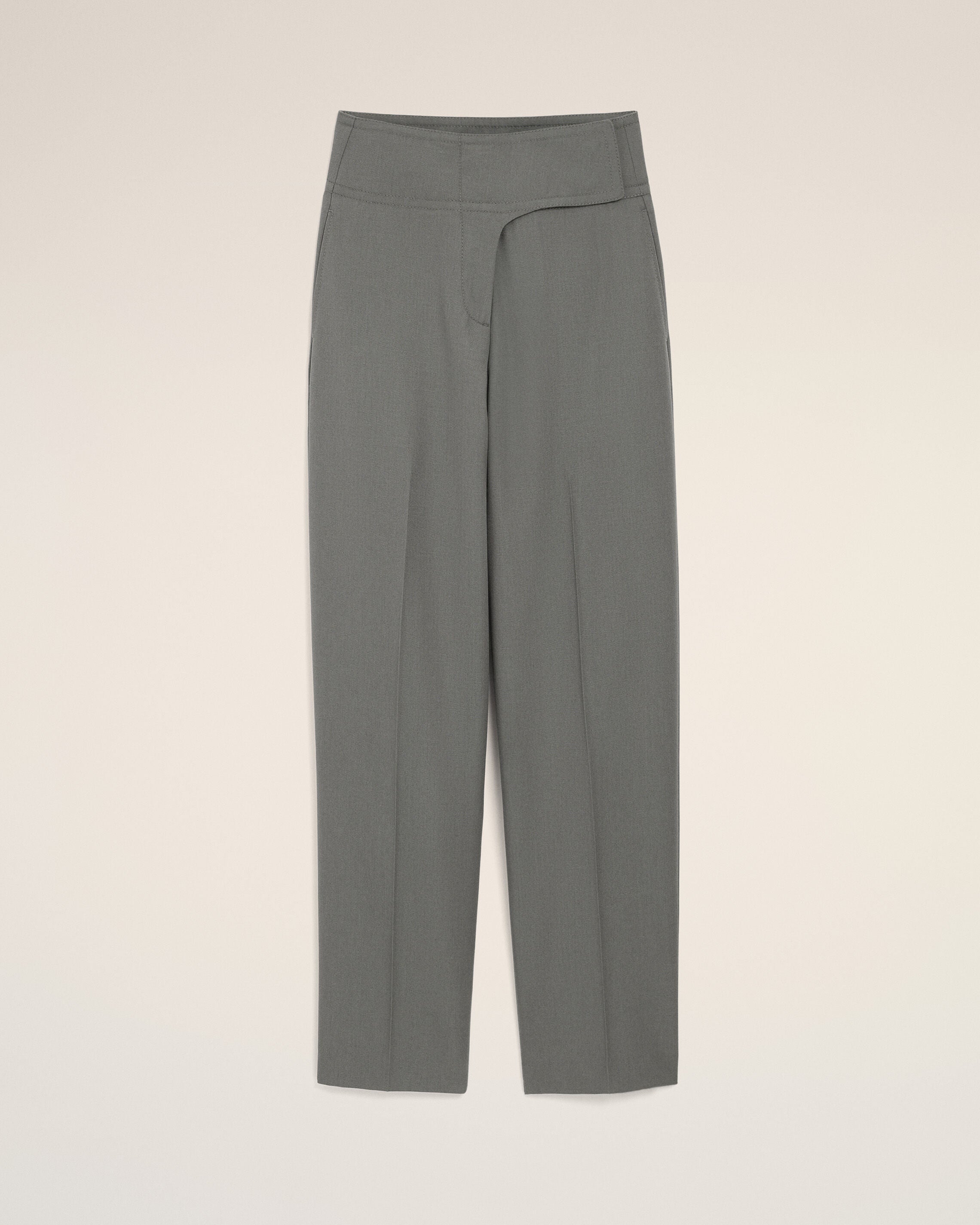Grey New Wool Wrapped Belted Trousers