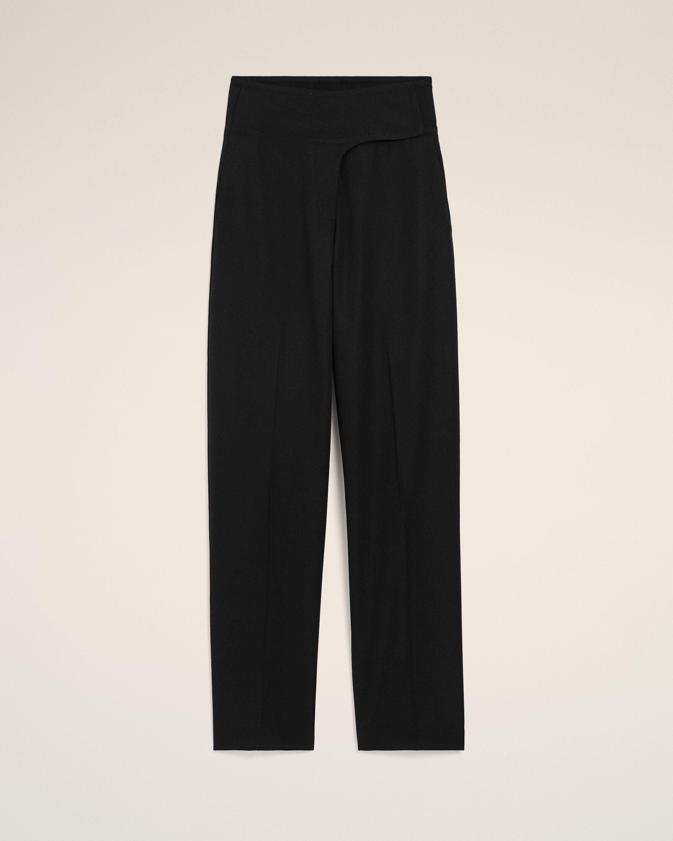 Black New Wool Wrapped Belted Trousers