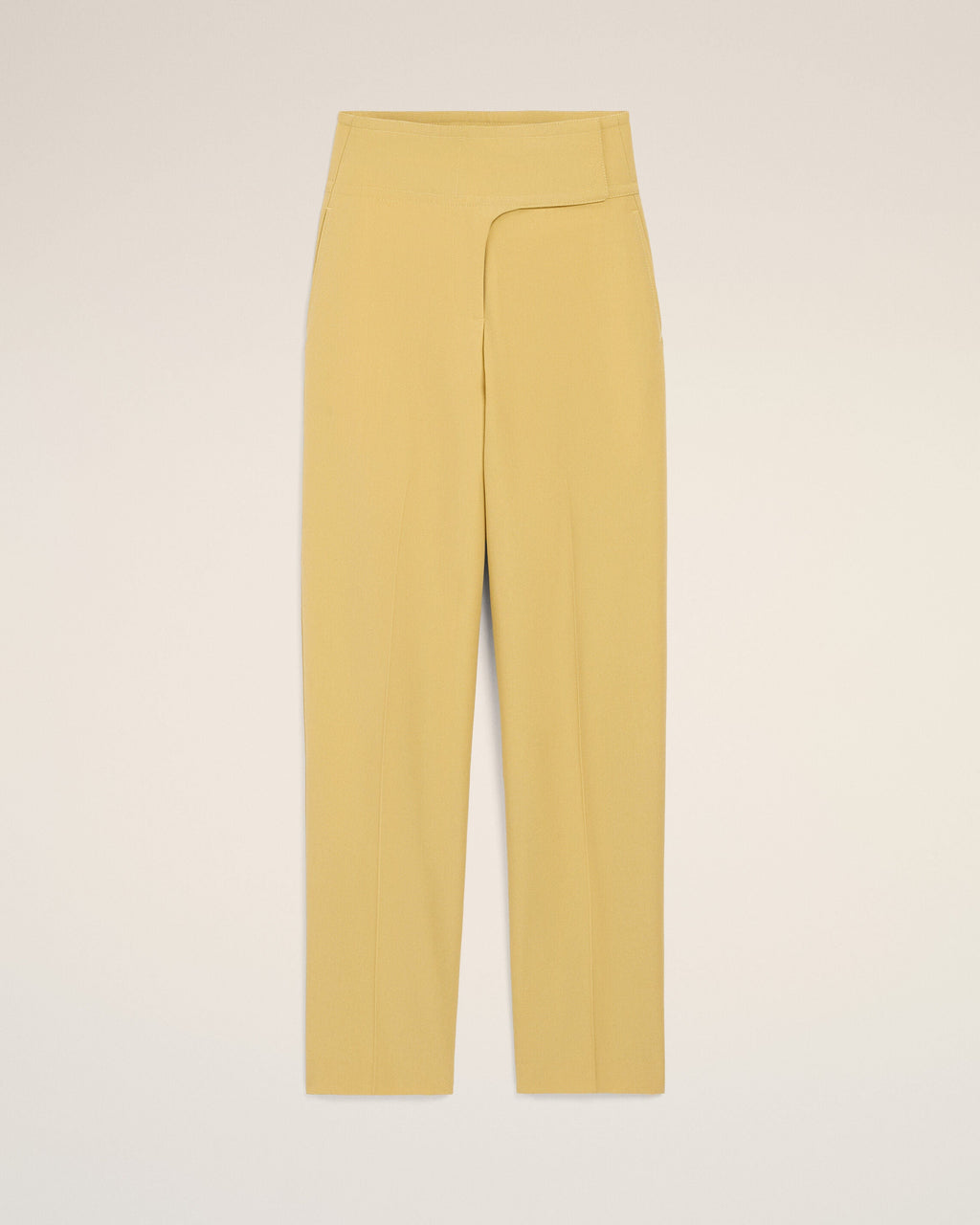 Yellow New Wool Wrapped Belted Trousers