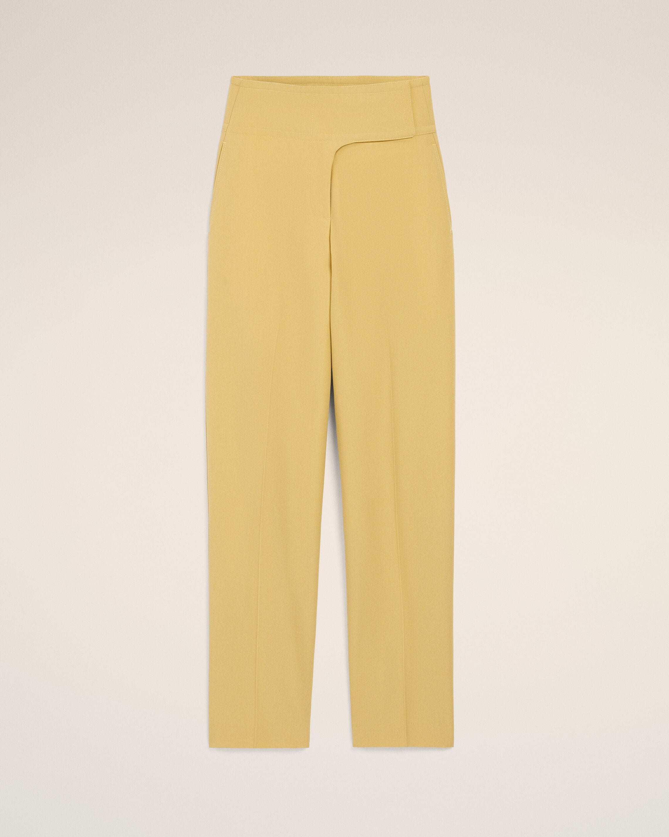 Yellow New Wool Wrapped Belted Trousers