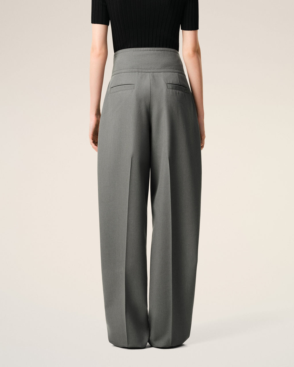 Grey New Wool Wrapped Belted Trousers