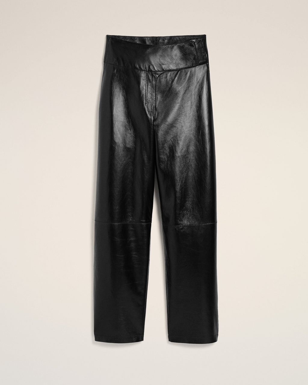 Black Lamb Leather Wrapped Belted Trousers