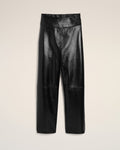 Black Lamb Leather Wrapped Belted Trousers