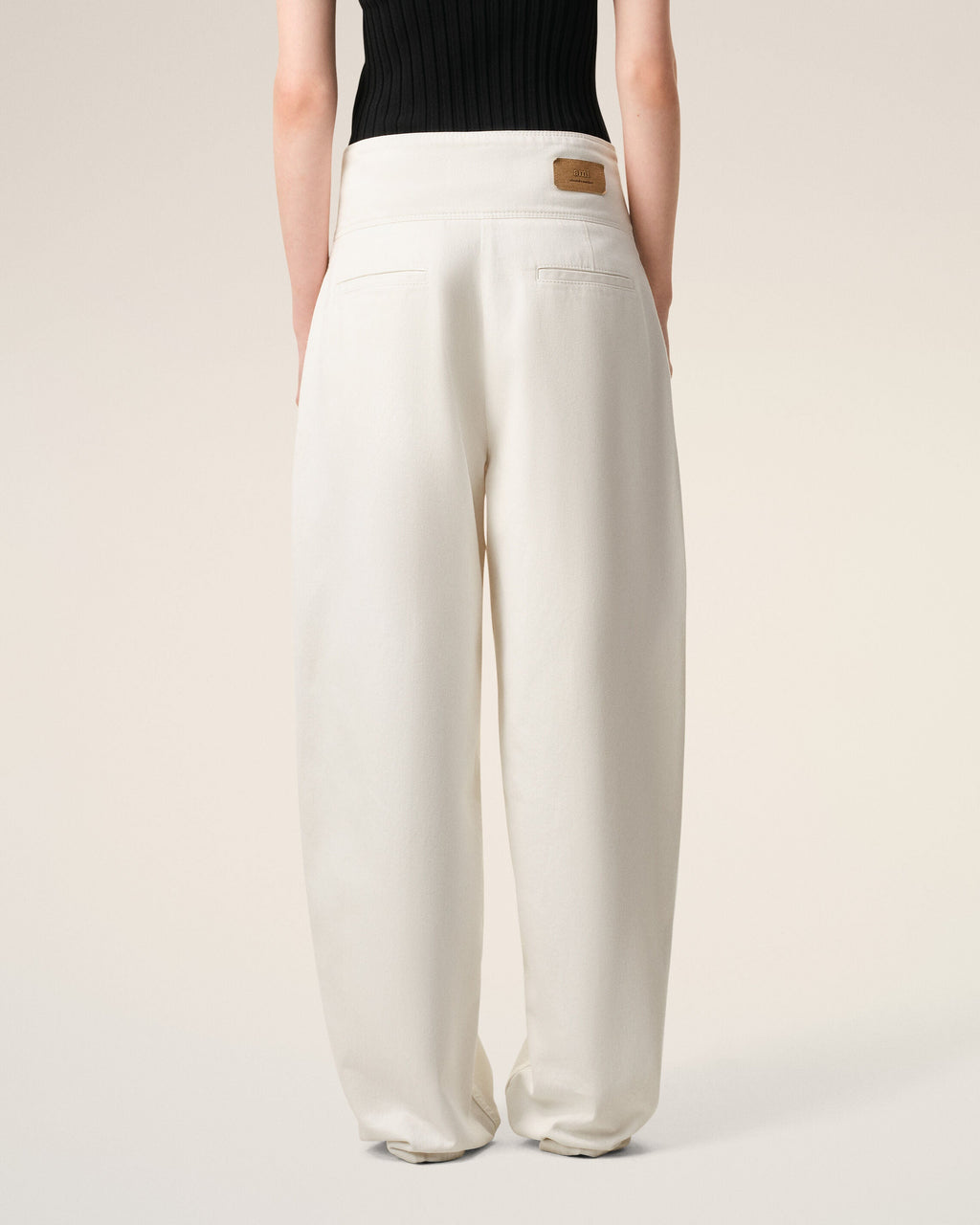 White Cotton Wrapped Belted Ballon Fit Jeans