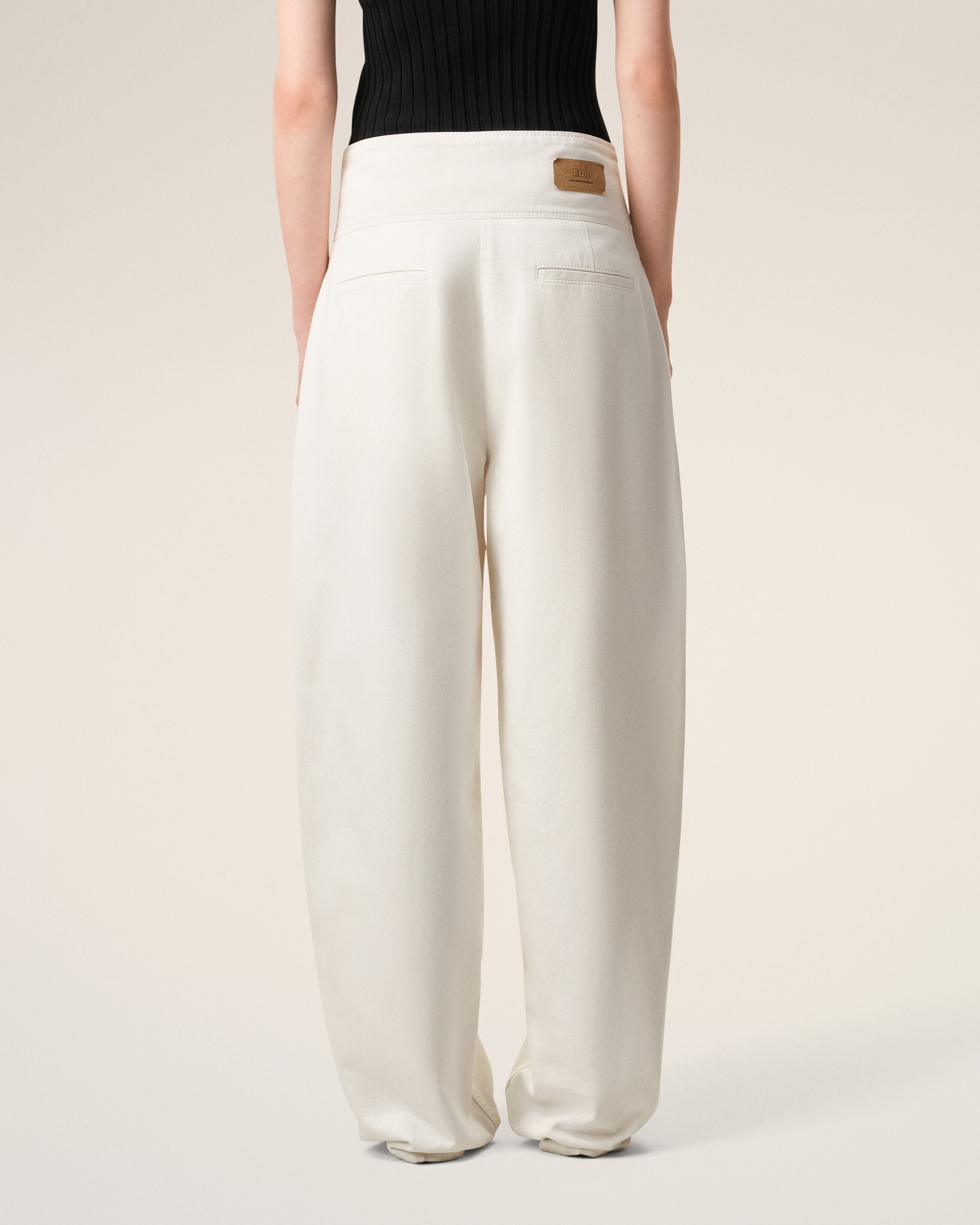 White Cotton Wrapped Belted Ballon Fit Jeans