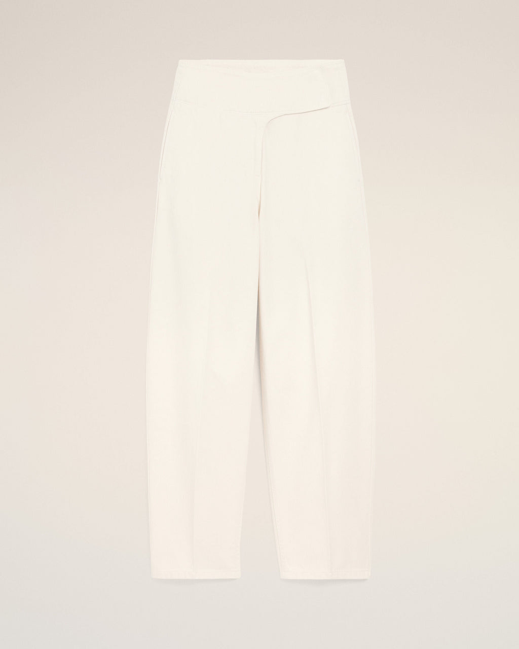 White Cotton Wrapped Belted Ballon Fit Jeans