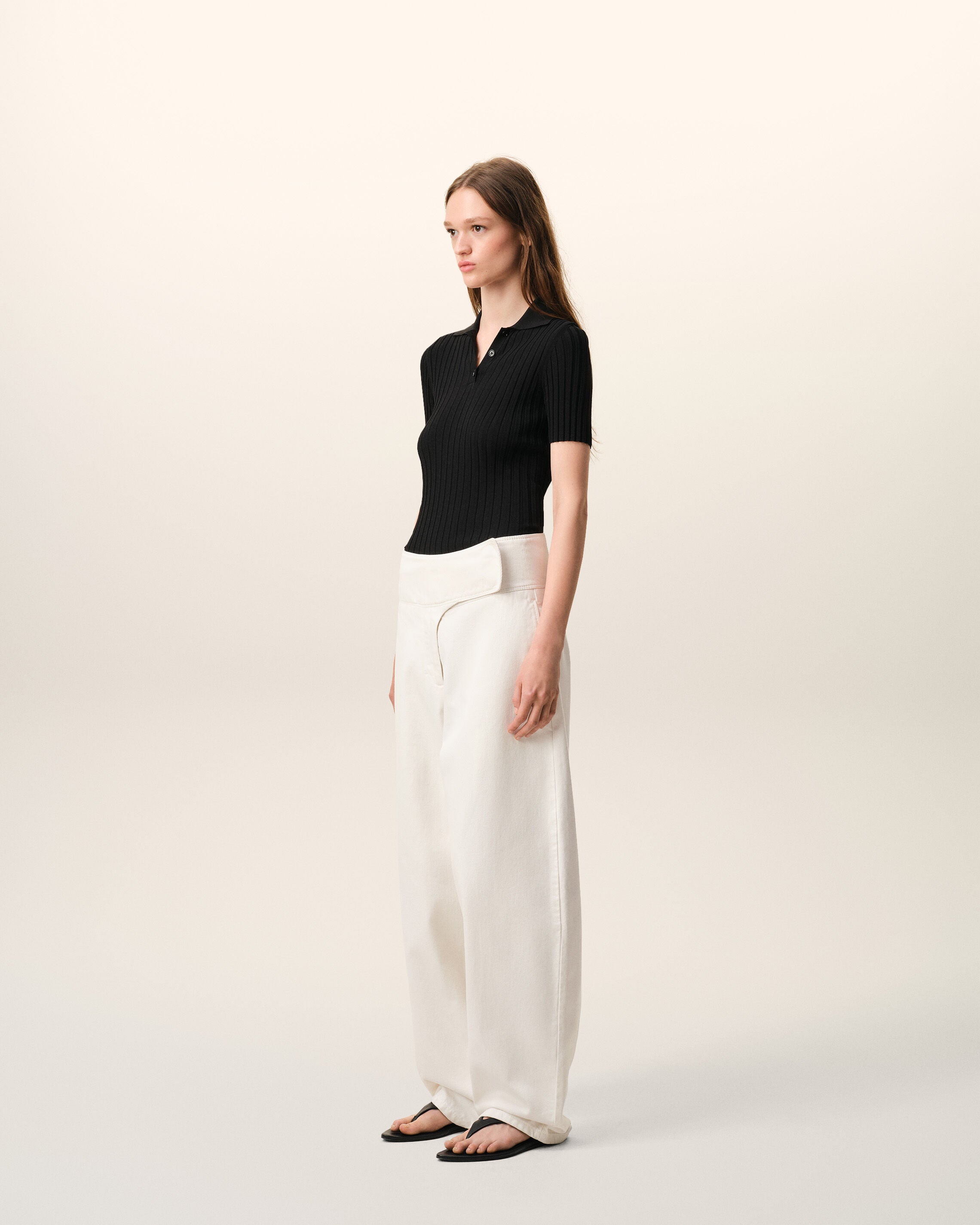 White Cotton Wrapped Belted Ballon Fit Jeans