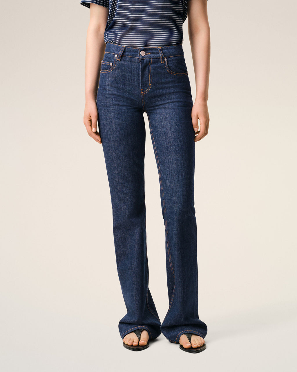 Blue Cotton Bootcut Fit Jeans