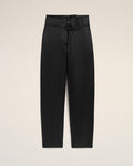 Black Satin Buckled Belt Trousers