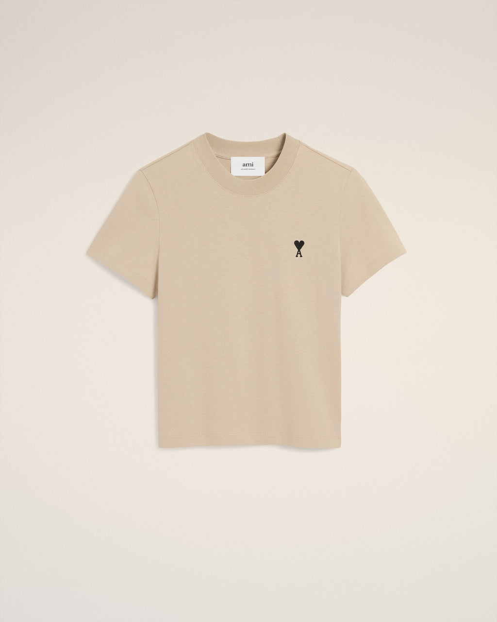 Beige Cotton Cropped Ami De Coeur T-shirt