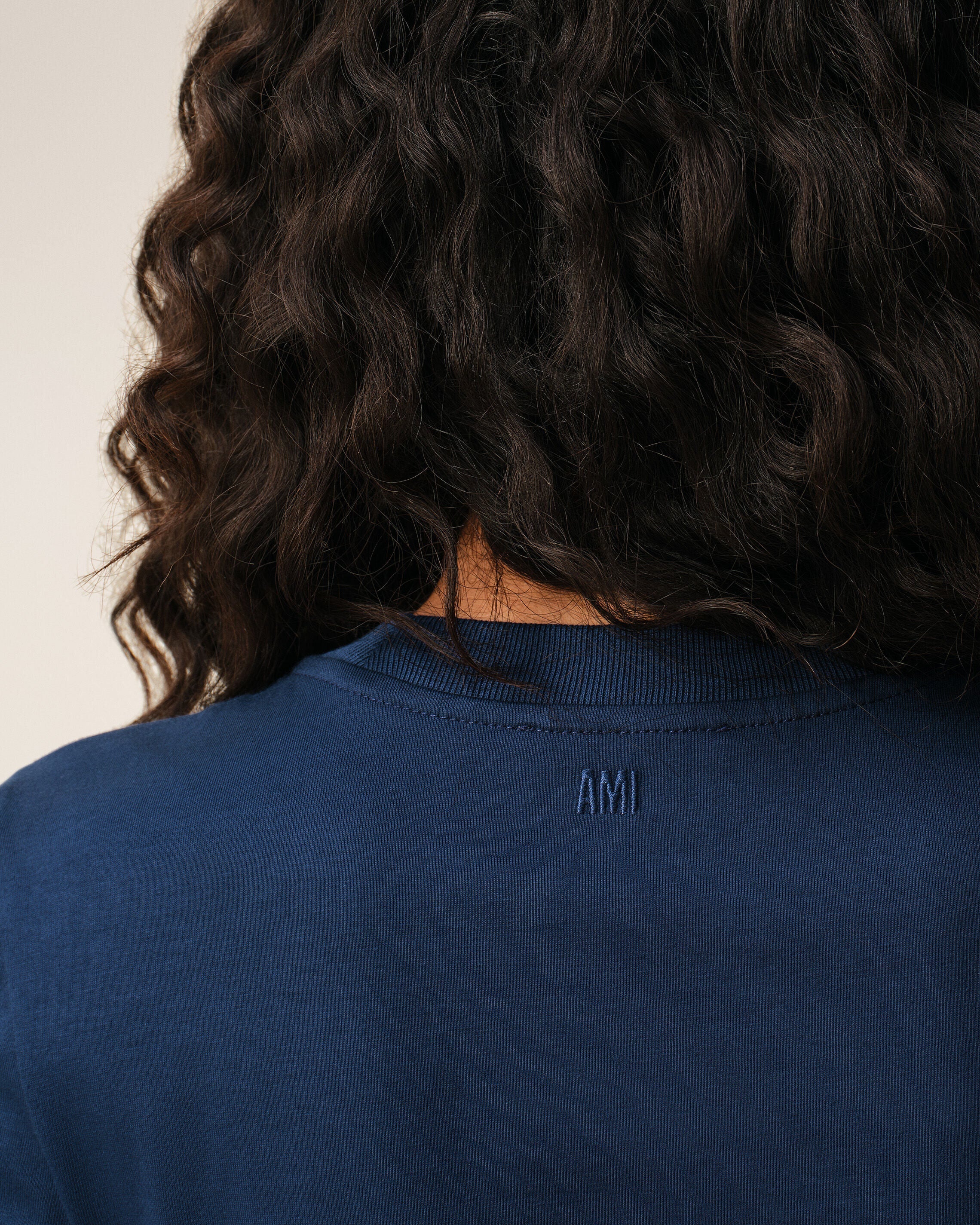 Blue Cotton Ami De Coeur Cropped T-shirt