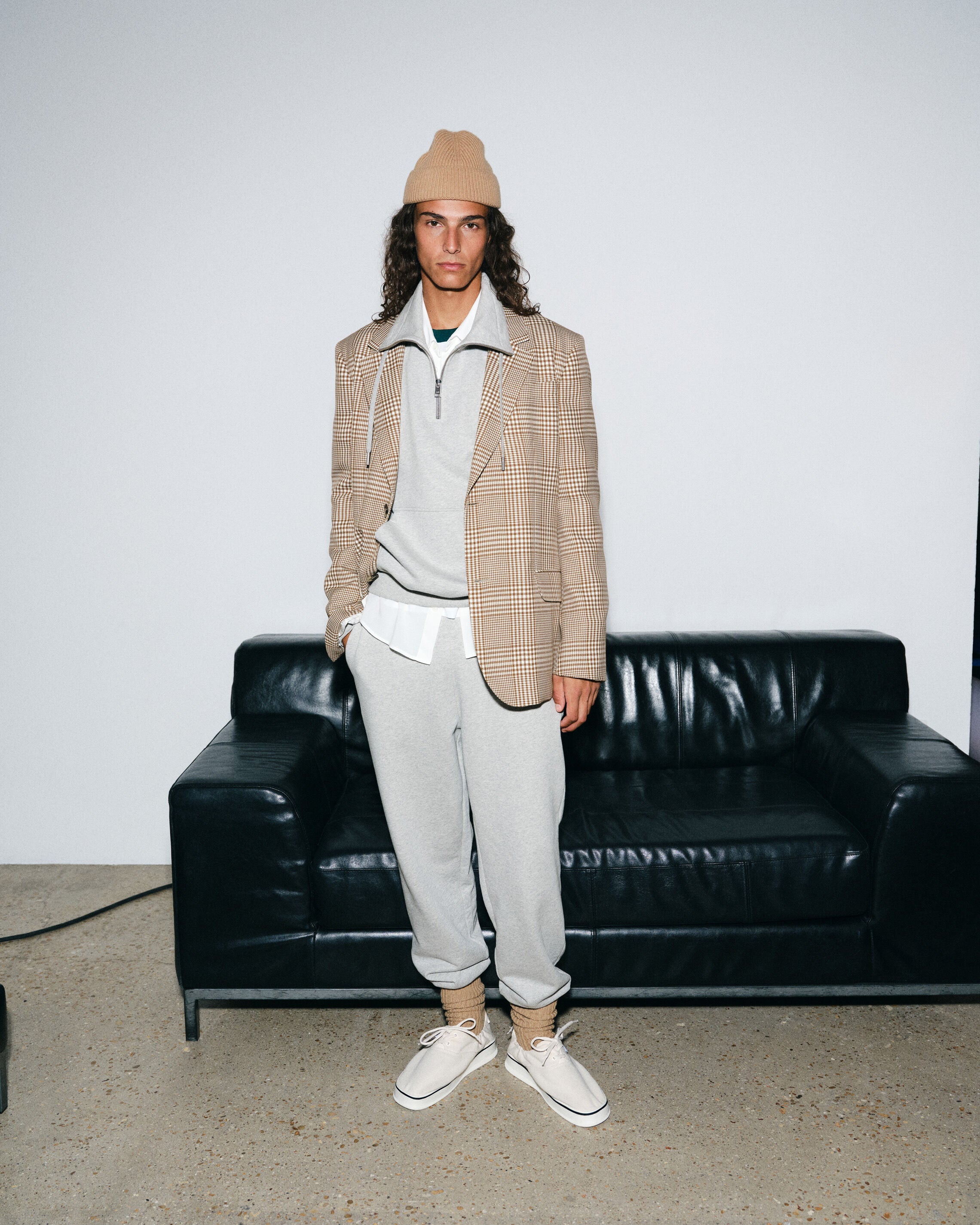 Brown Wool Prince Of Wales Straight Jacket