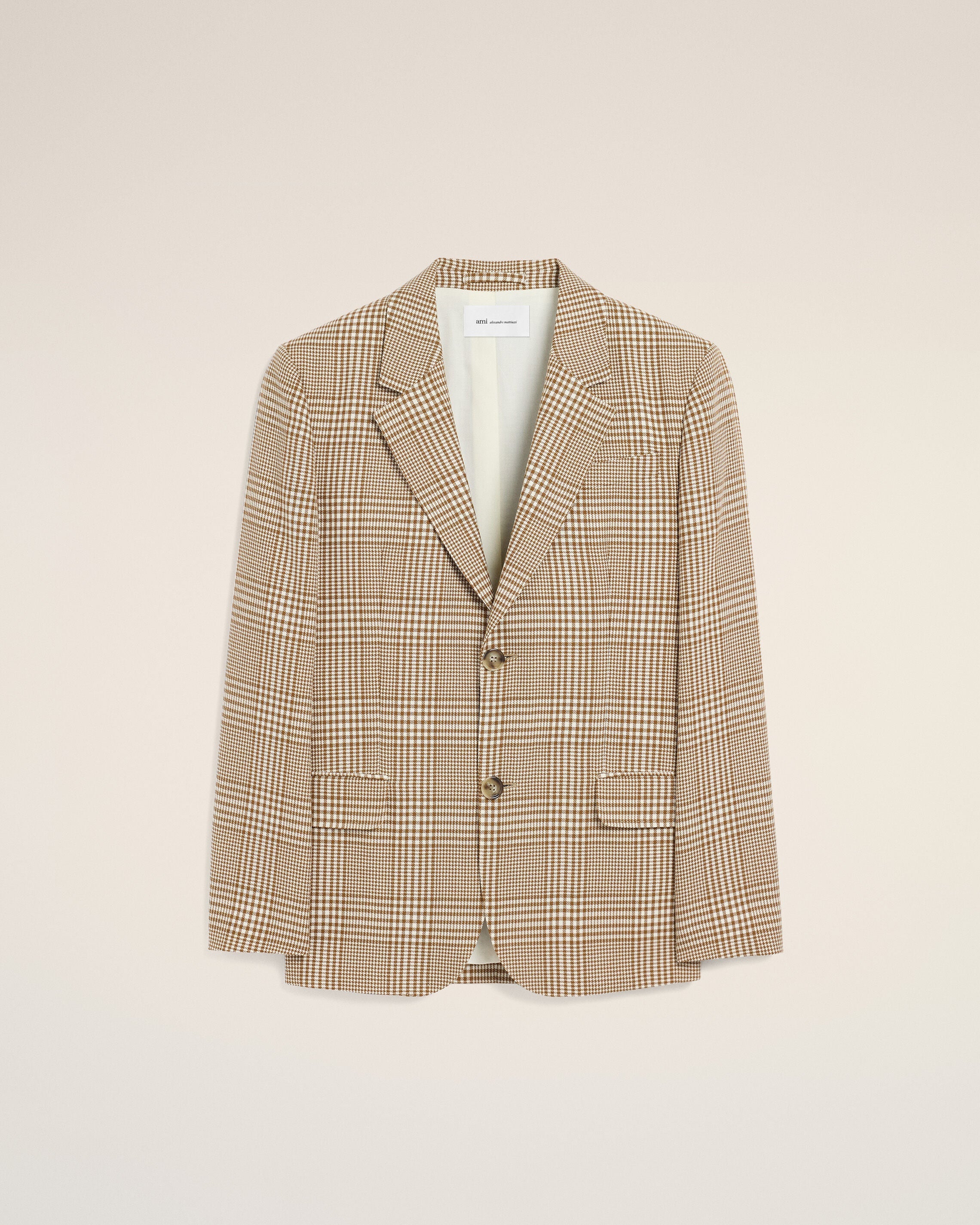 Brown Wool Prince Of Wales Straight Jacket