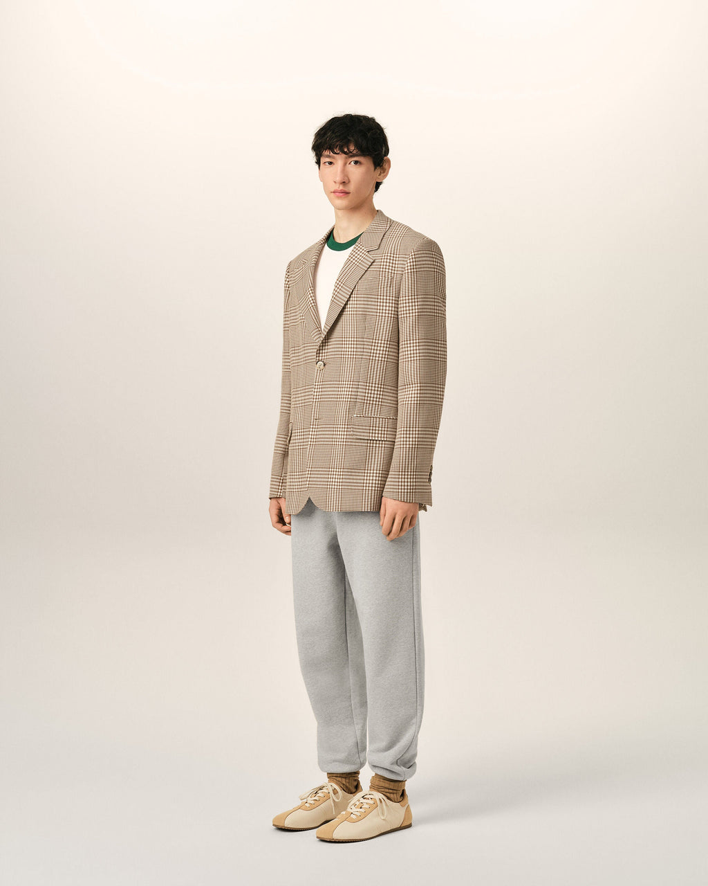 Brown Wool Prince Of Wales Straight Jacket