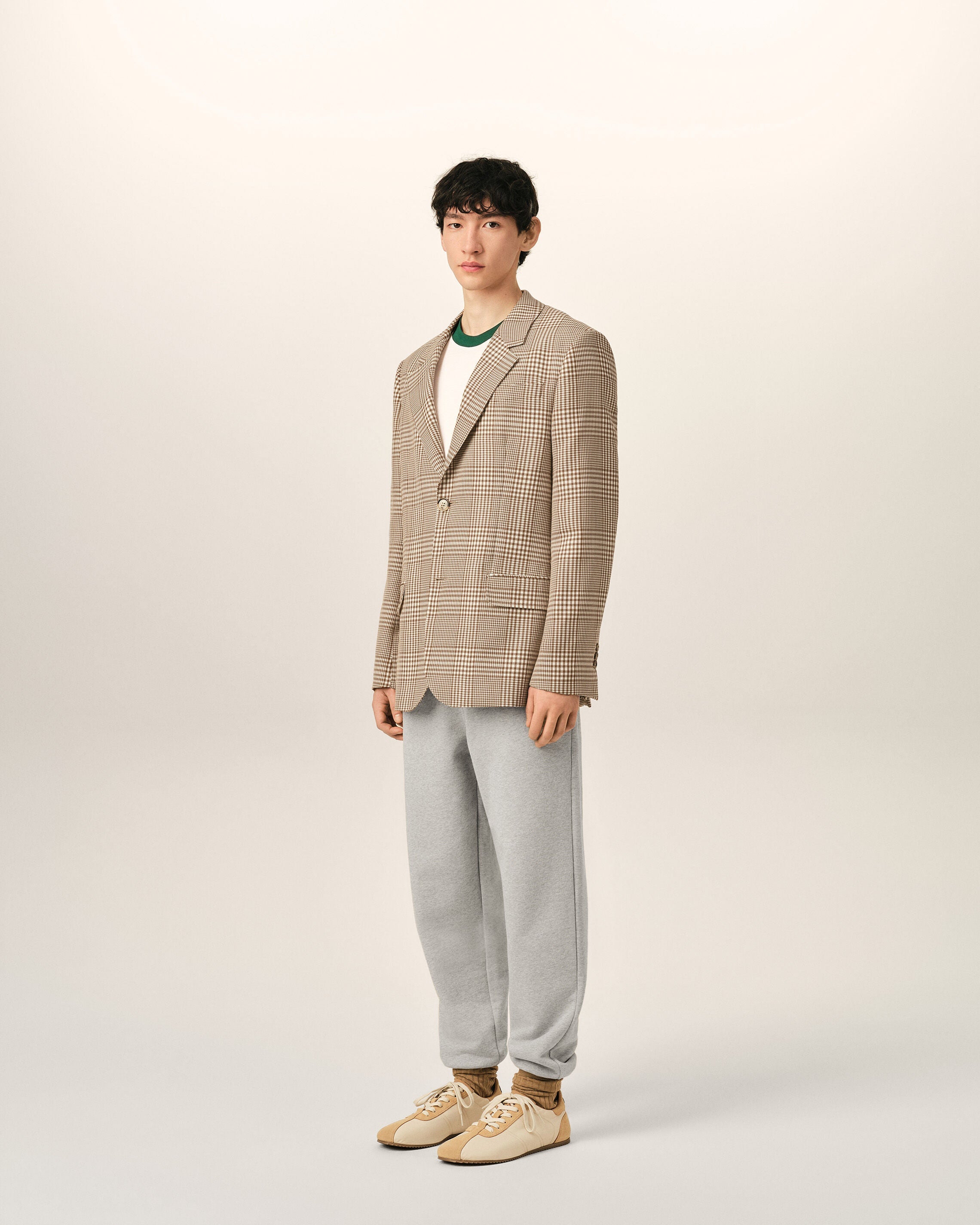 Brown Wool Prince Of Wales Straight Jacket