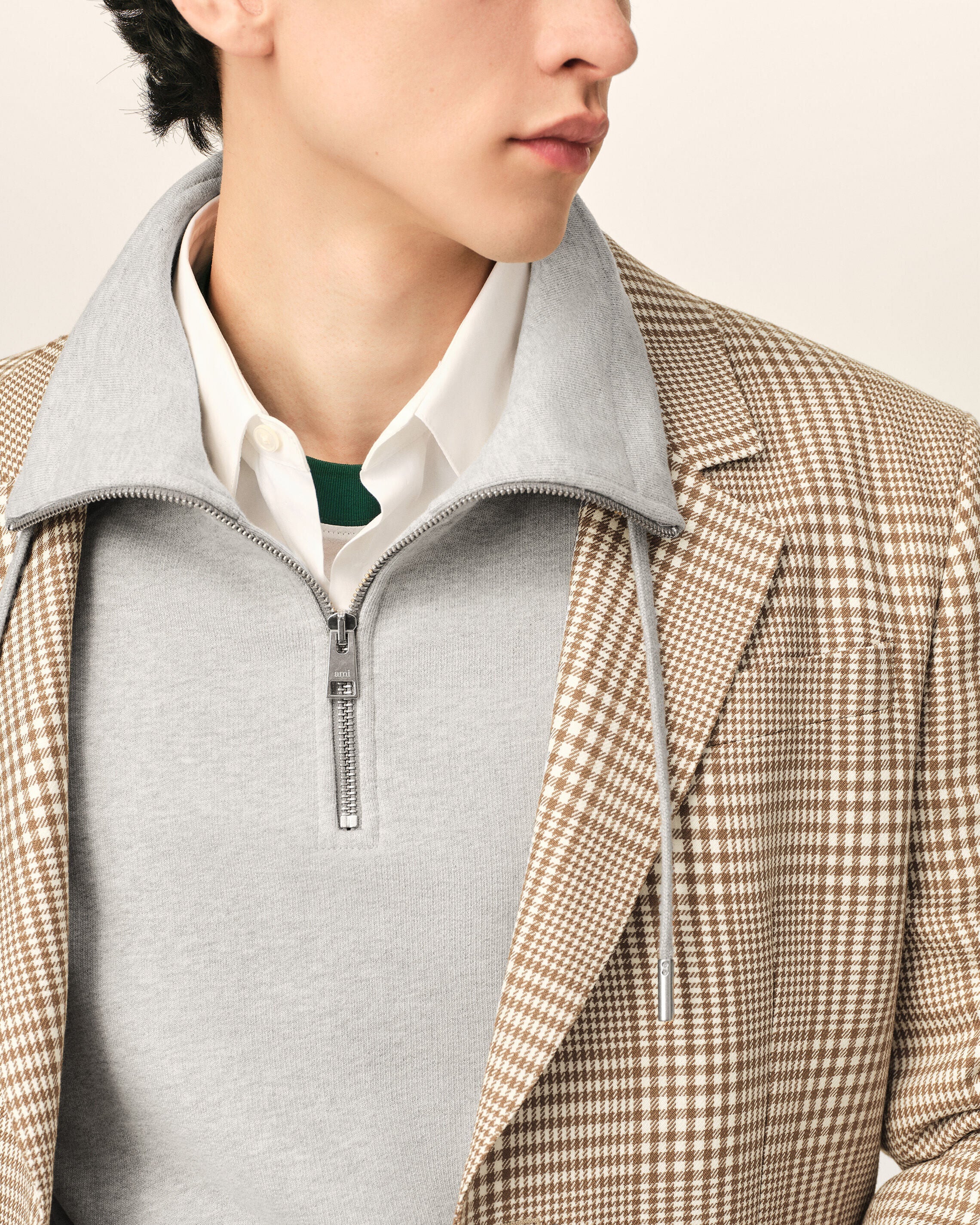 Brown Wool Prince Of Wales Straight Jacket