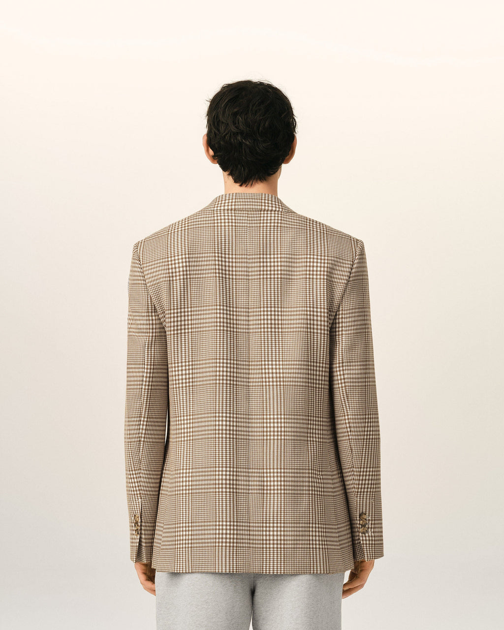 Brown Wool Prince Of Wales Straight Jacket