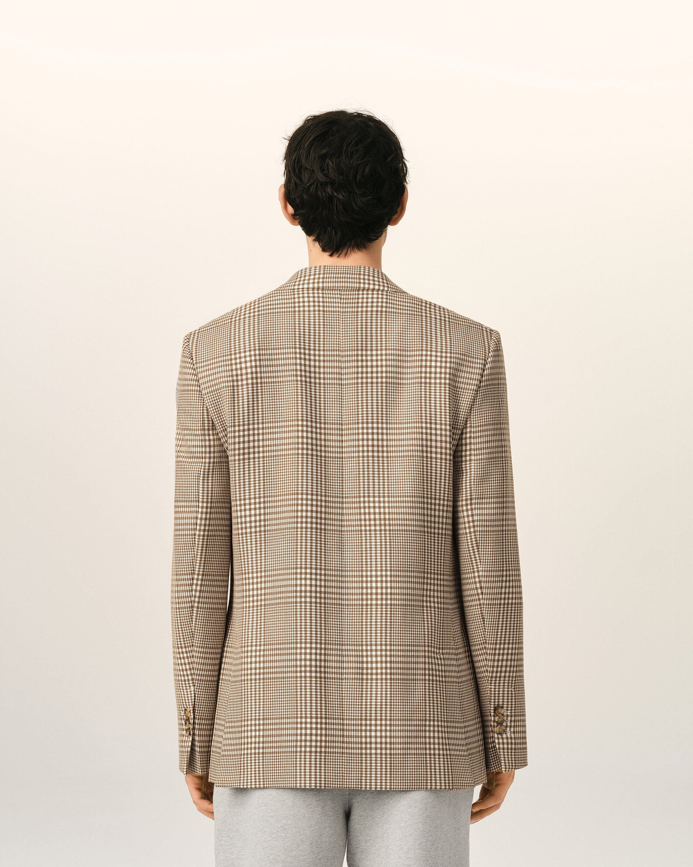 Brown Wool Prince Of Wales Straight Jacket