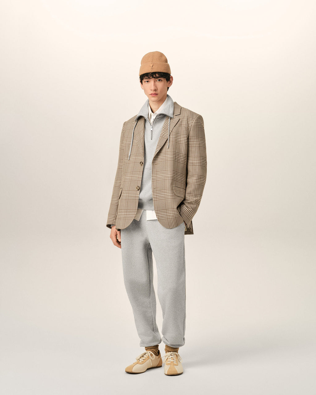 Brown Wool Prince Of Wales Straight Jacket