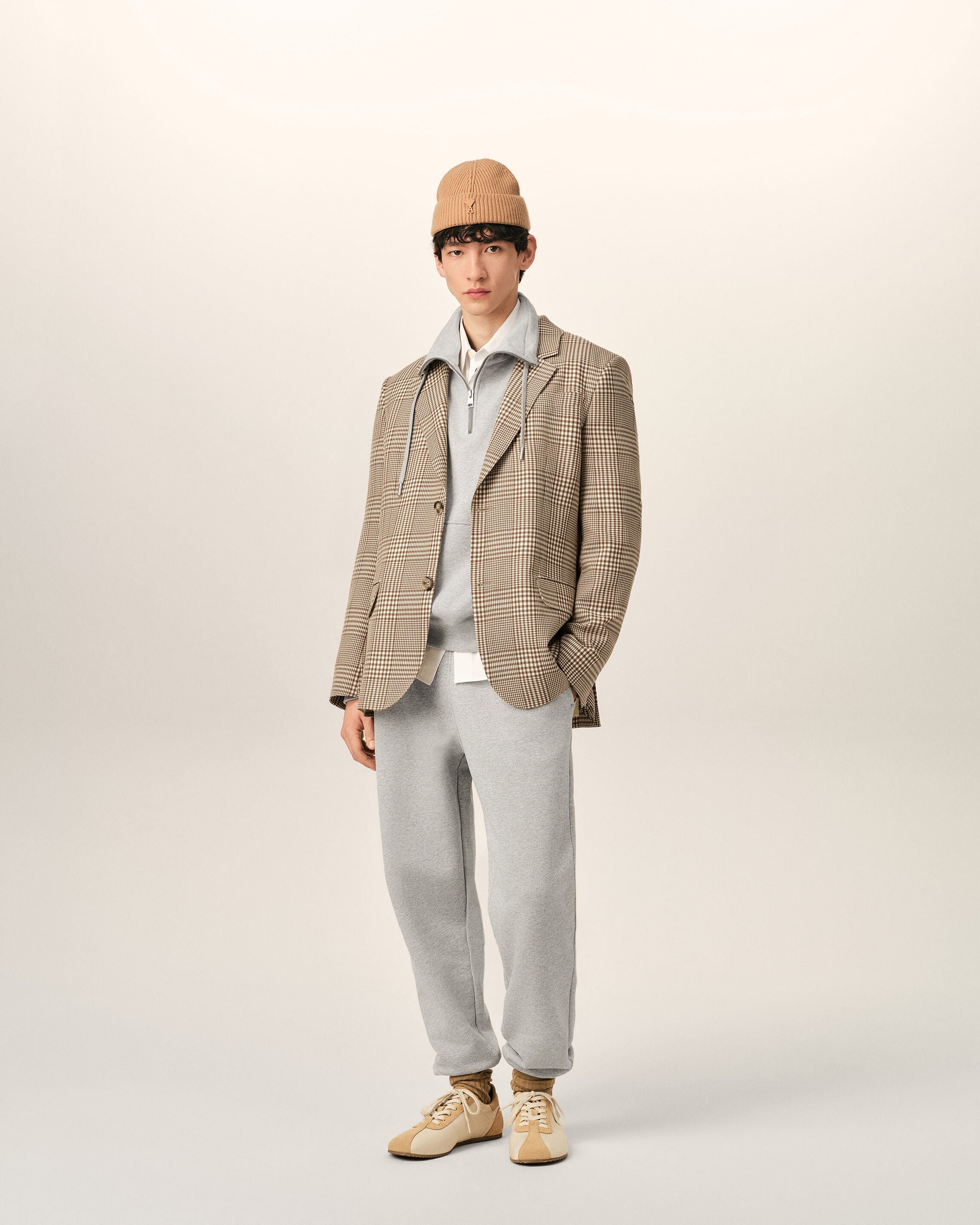 Brown Wool Prince Of Wales Straight Jacket
