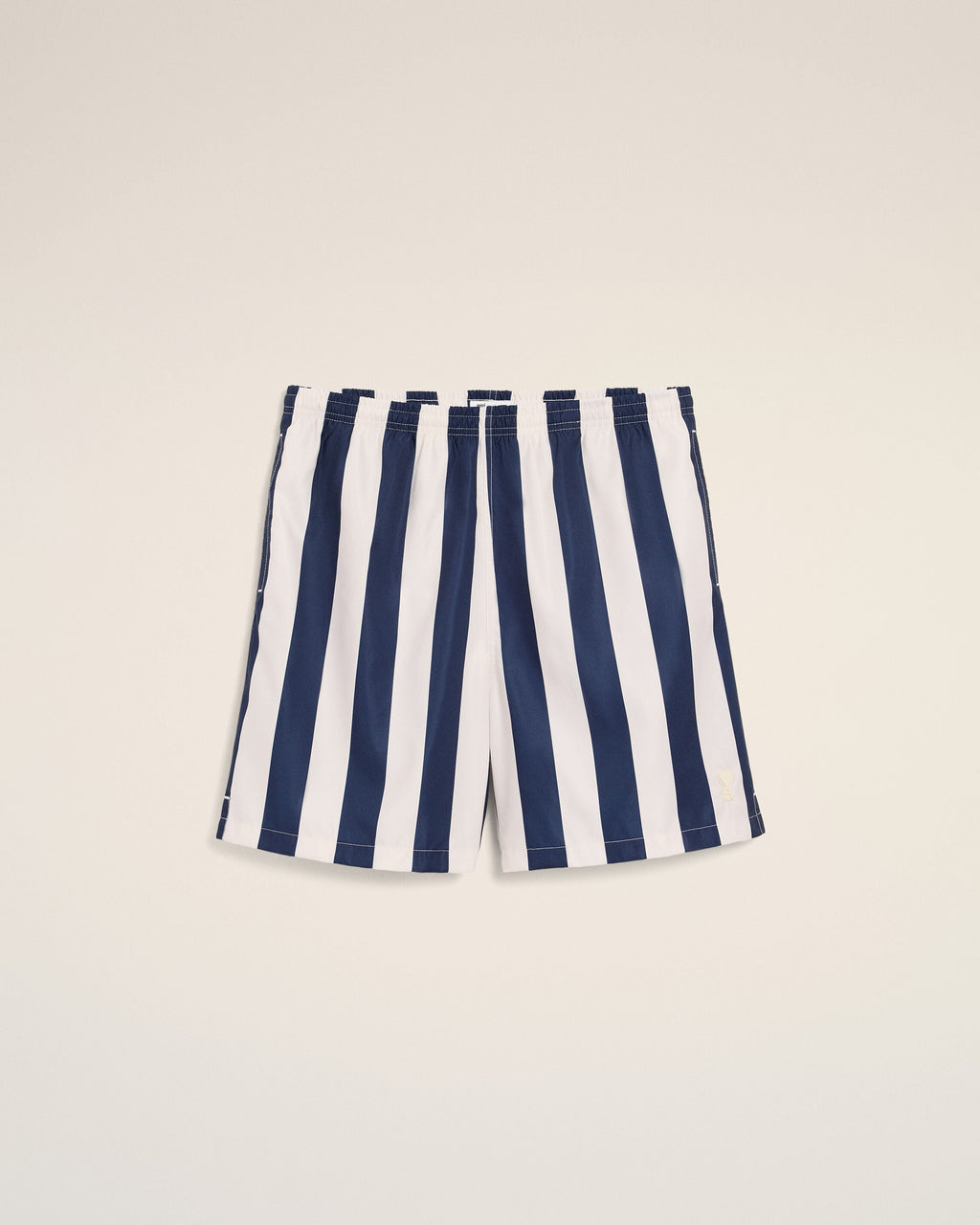 White And Navy Long Stripes Swimsuit
