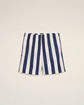 White And Navy Long Stripes Swimsuit