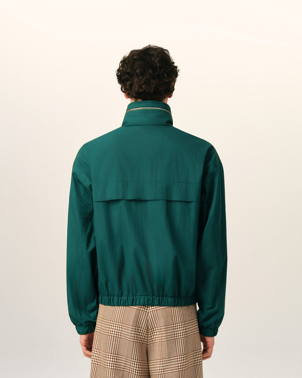 Green Cotton And Nylon Canvas Windbreaker