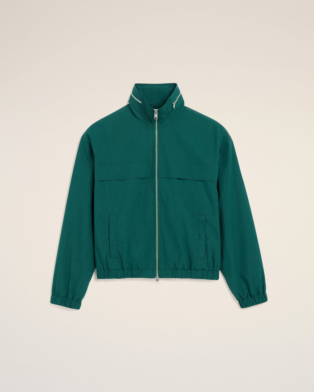 Green Cotton And Nylon Canvas Windbreaker