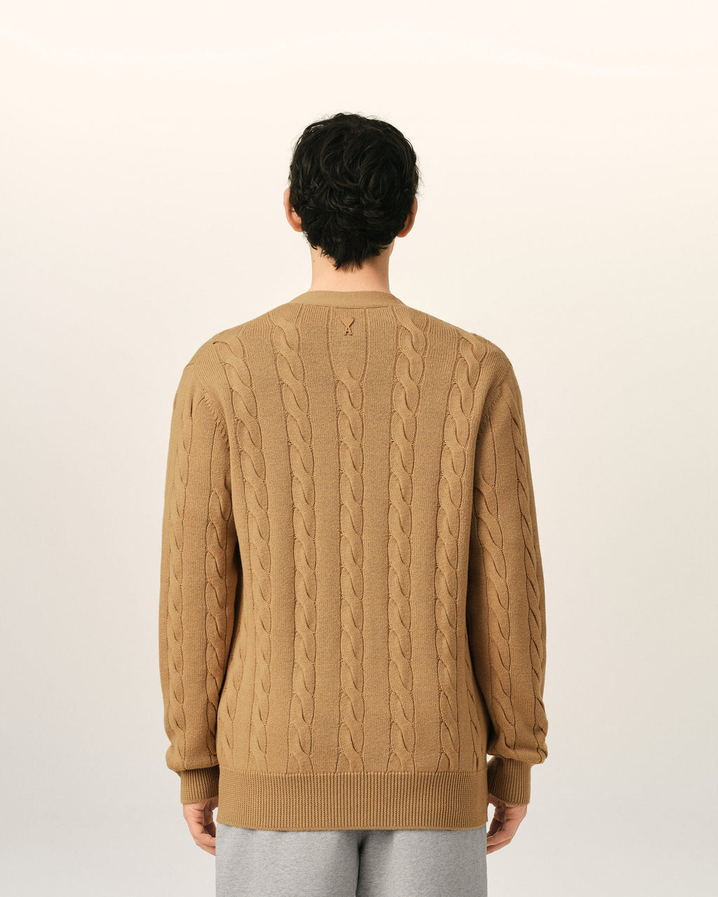 Brown Wool And Cotton Cable Stitch Cardigan