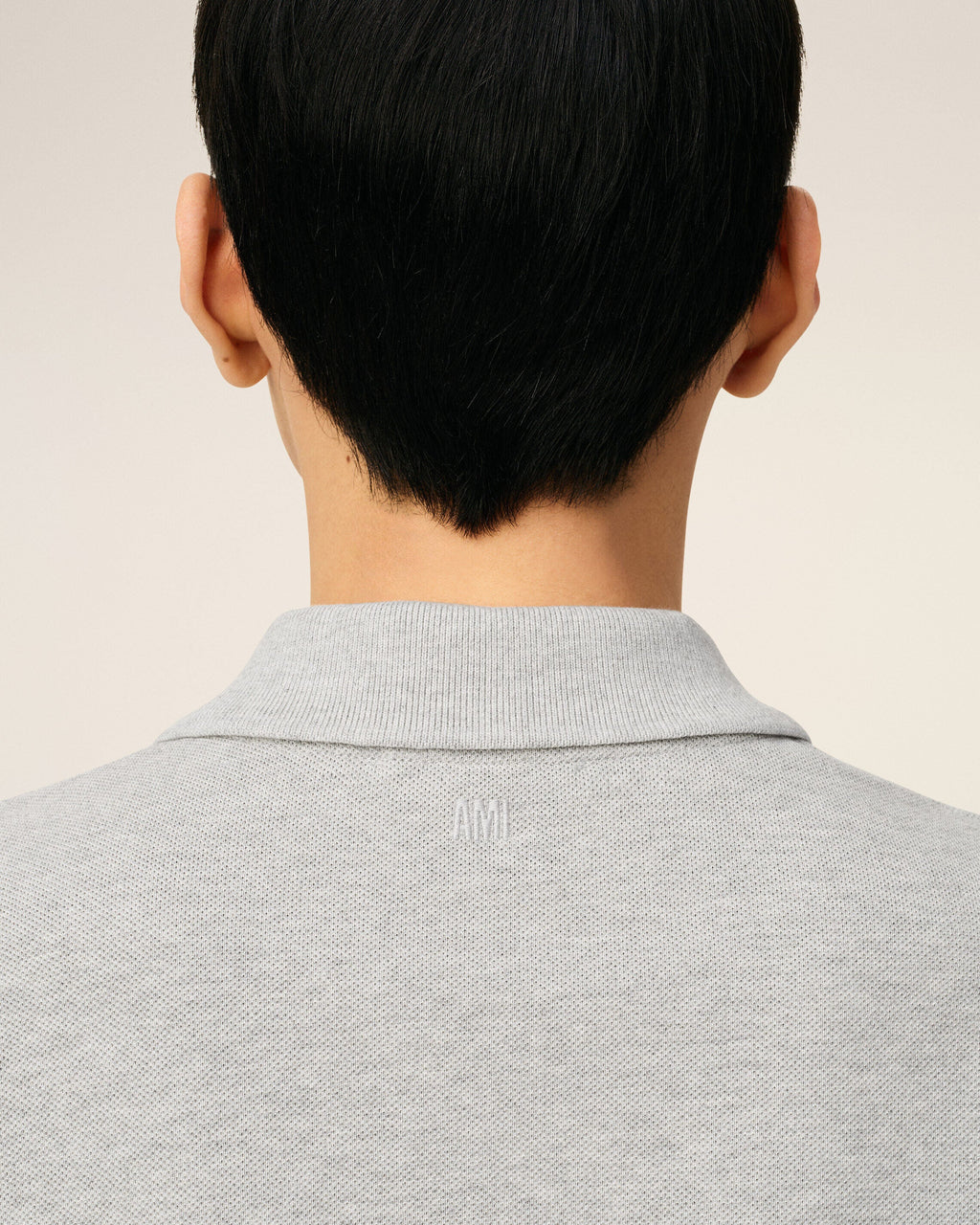 Grey Cotton Contrasted Ami De Coeur Polo Shirt